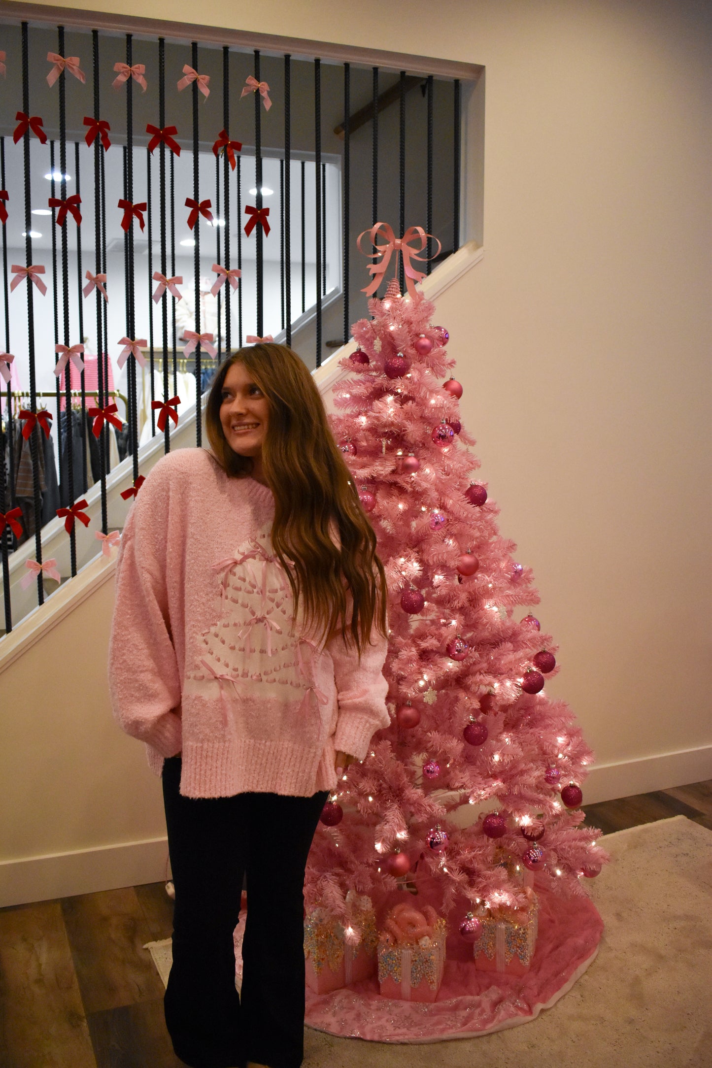 Christmas Tree W/ Satin Bow Sweater