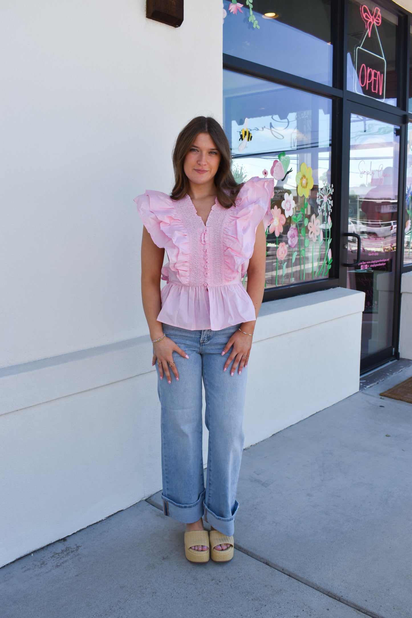 Ruffle Smocked Peplum Blouse