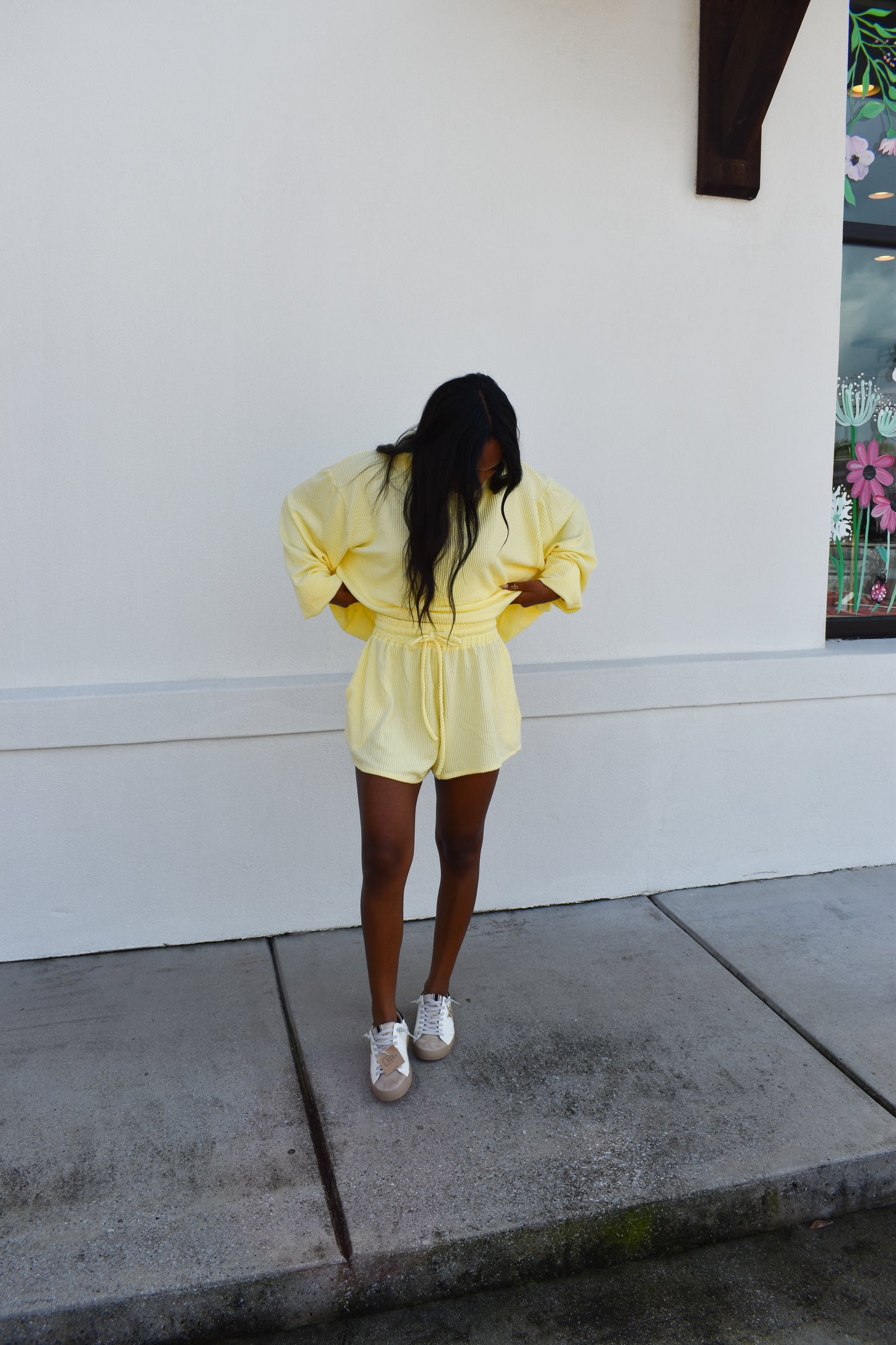 Yellow Waffle Knit Shorts