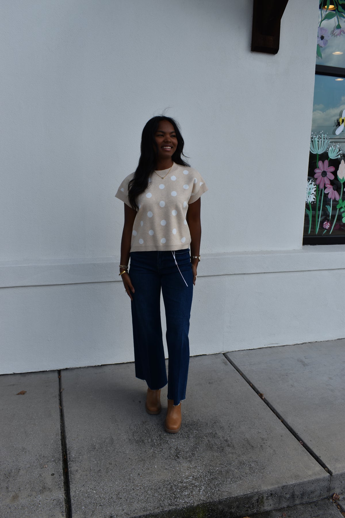 Polka Dot Knit Sleeveless Top