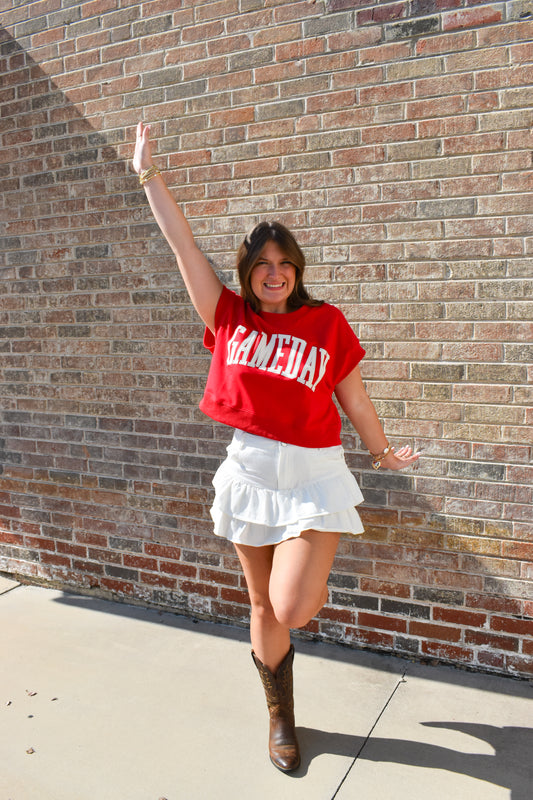 Game Day Cropped Terry Top