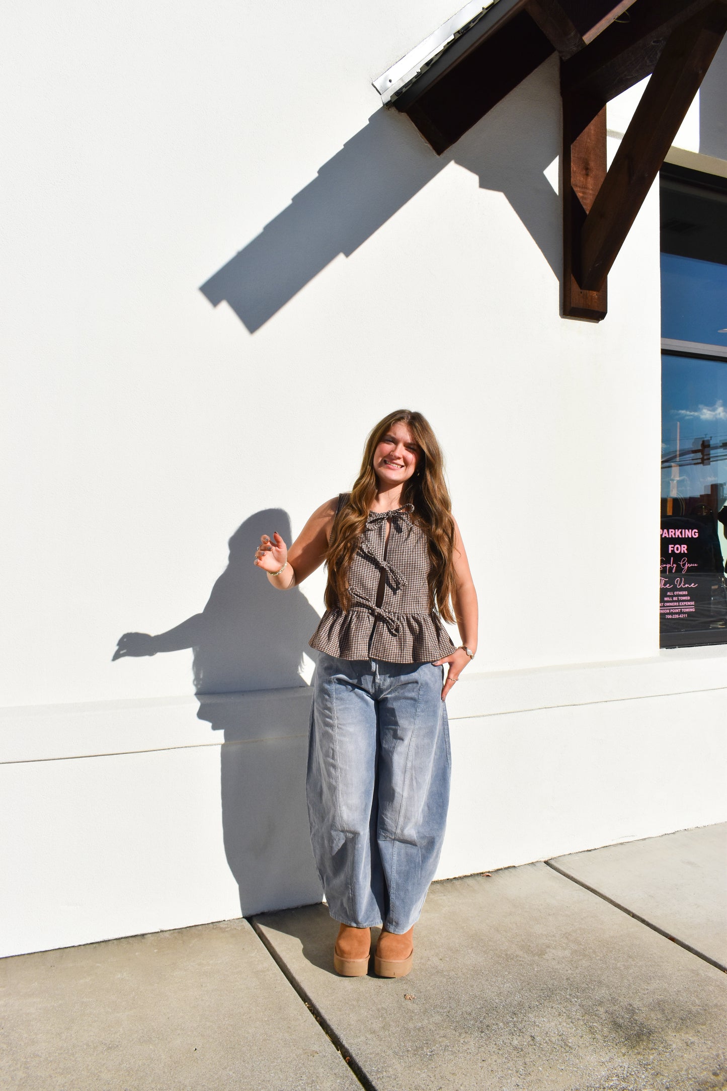 Waist Tie Corduroy Barrel Pants