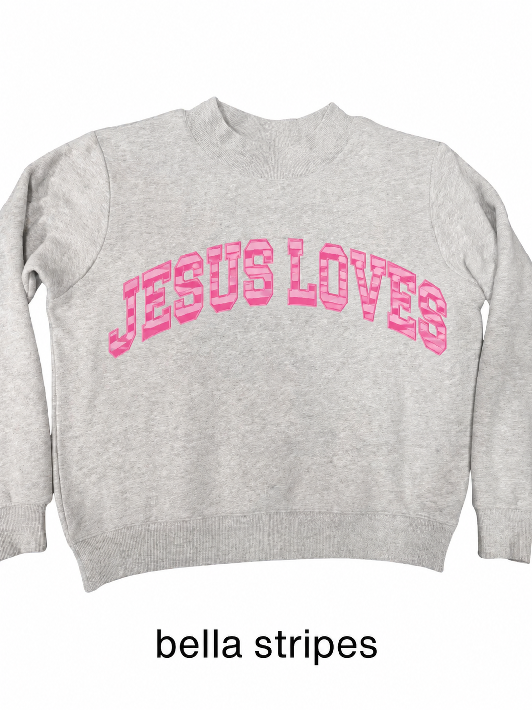 Jesus Loves Pattern Embroider Mockneck