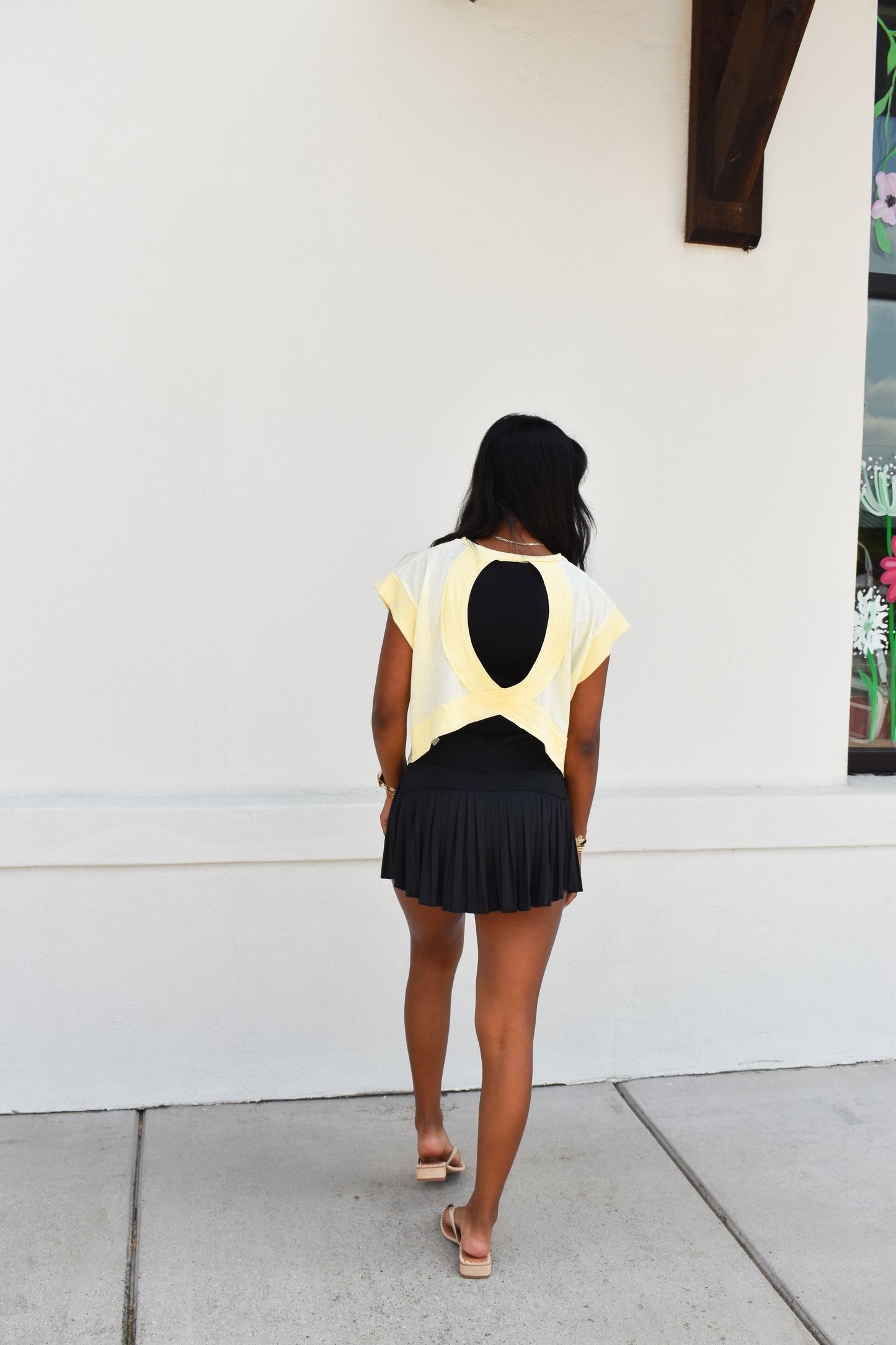 Cutout Back Layering Tee: Yellow