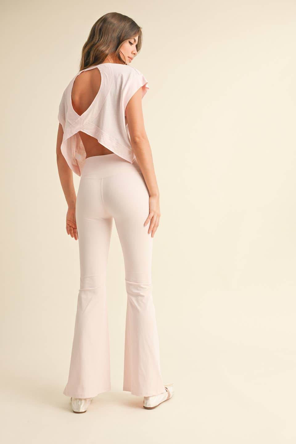 Cutout Back Layering Tee: Pink