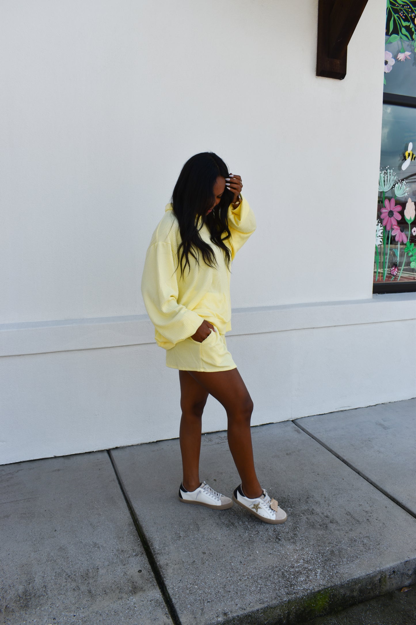 Yellow Waffle Knit Mockneck