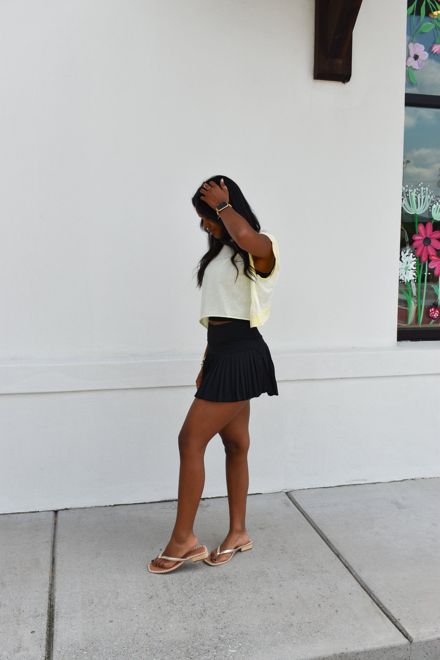 Cutout Back Layering Tee: Yellow