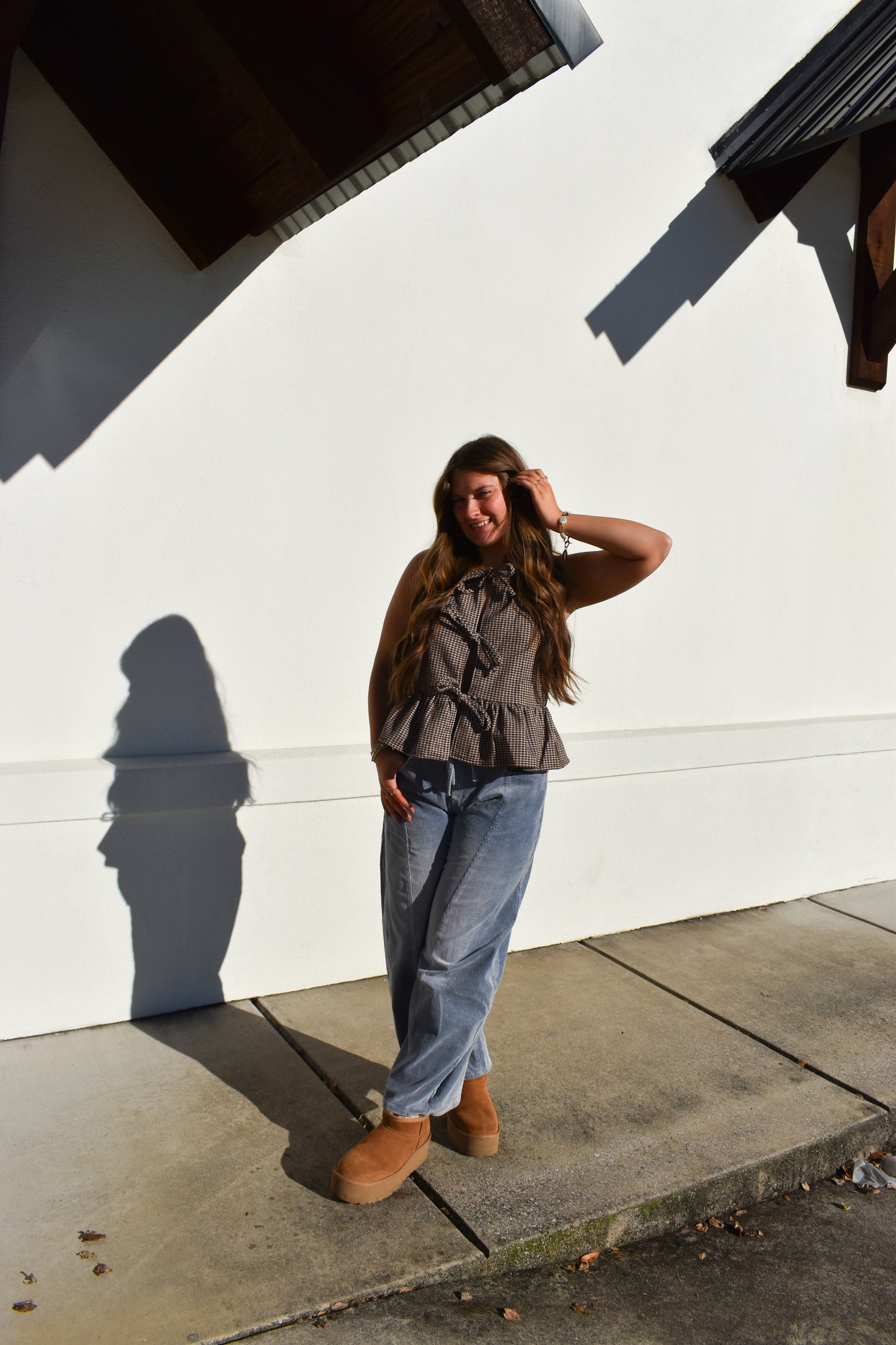 Maple Checkered Top W/ Tie Bows