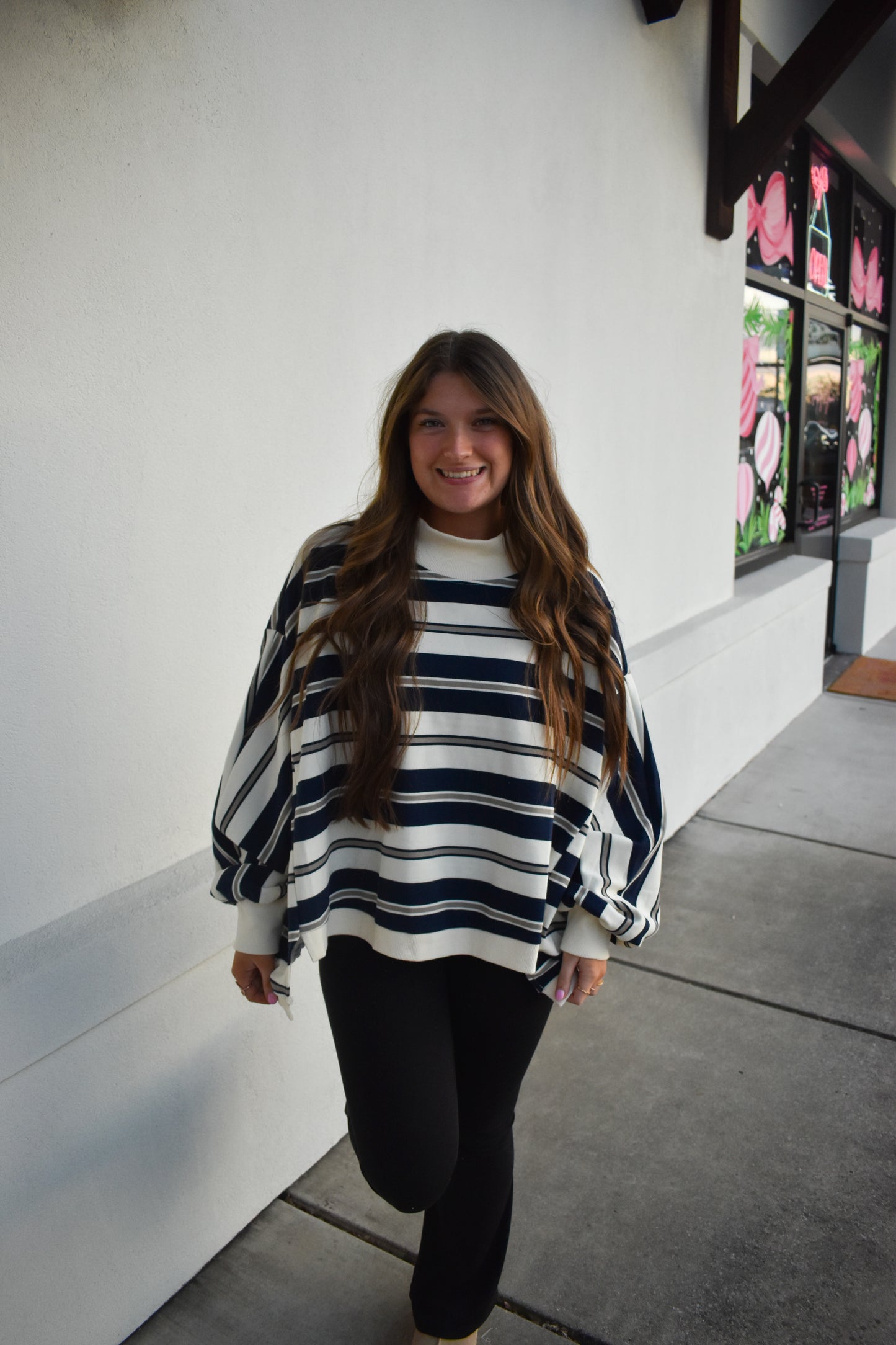 Striped Oversized Mockneck