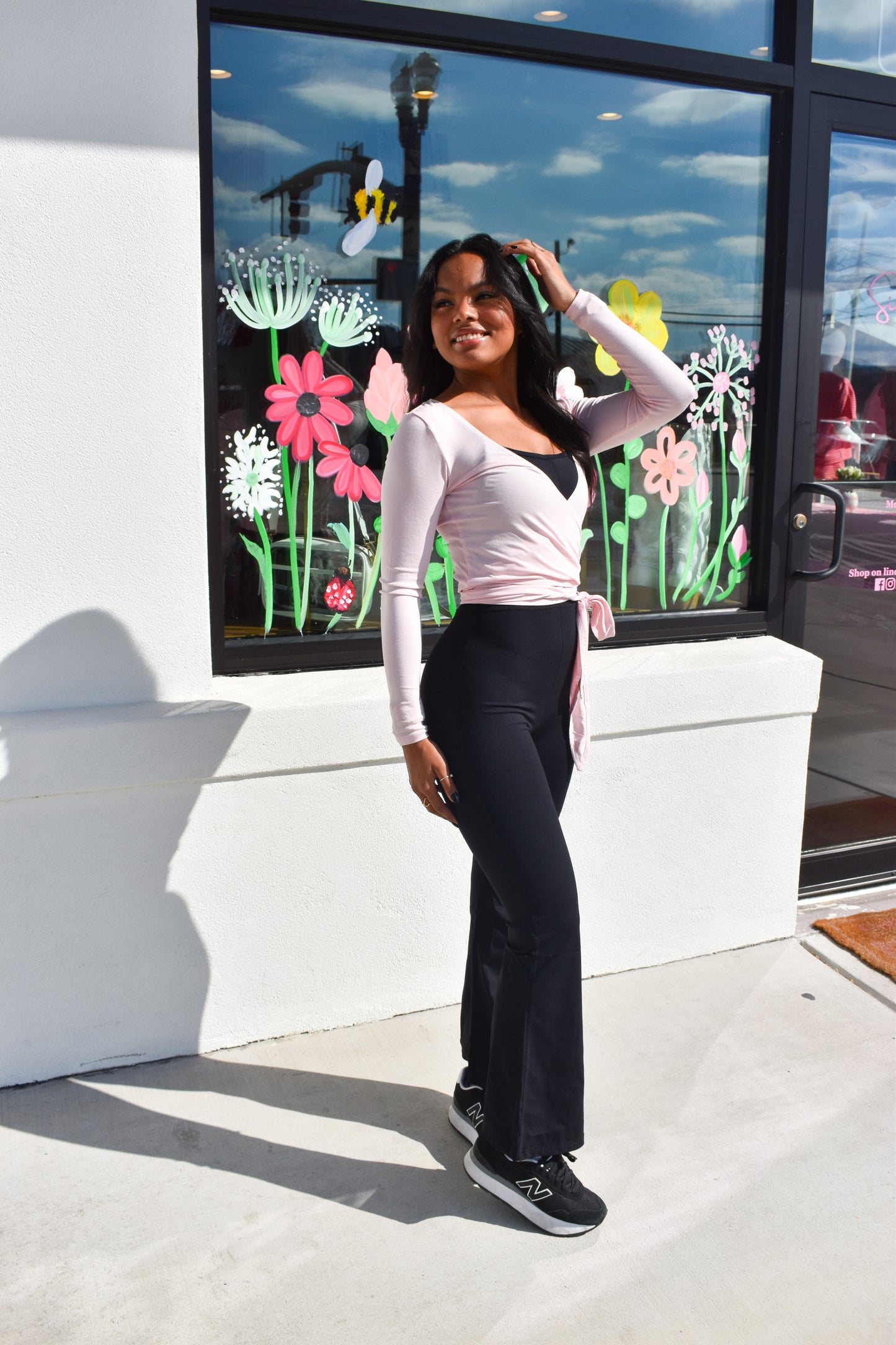 Long Sleeve V Neck Wrap Top