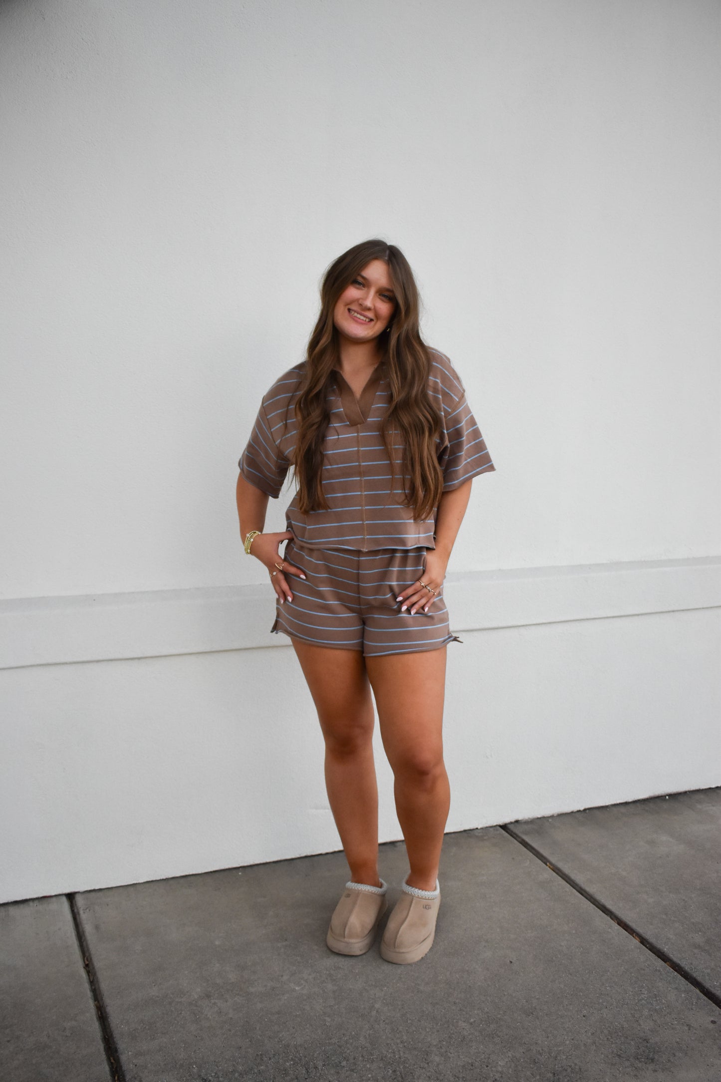 Striped Knit Shorts & Top Set