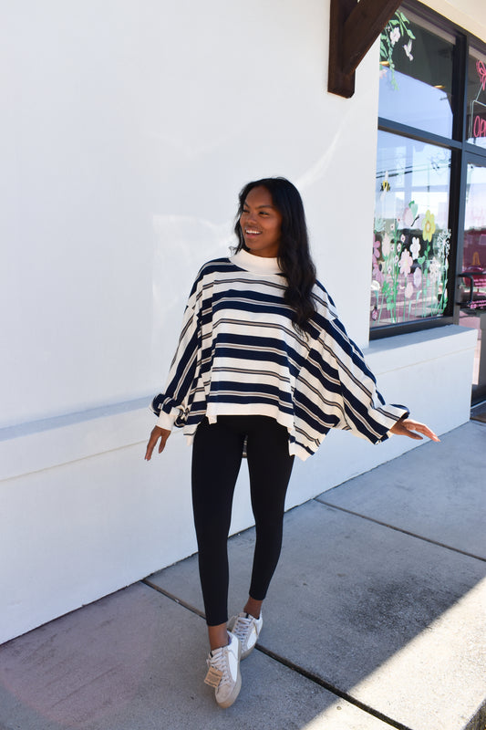 Striped Oversized Crewneck Top