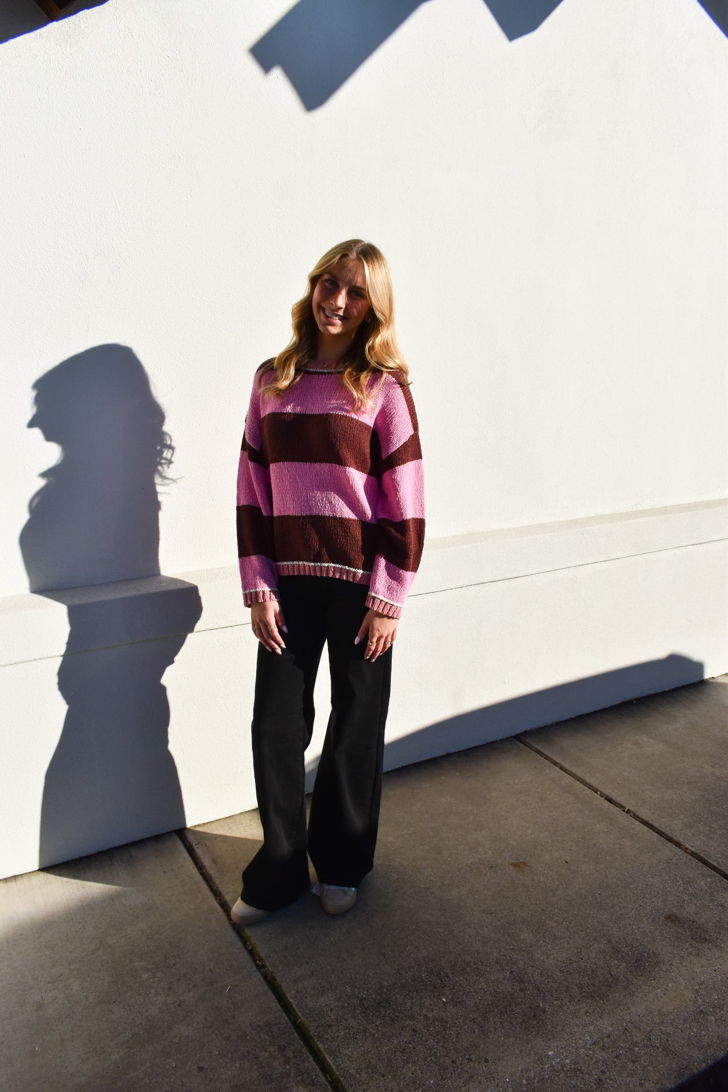 Drop Shoulder Stripe Sweater