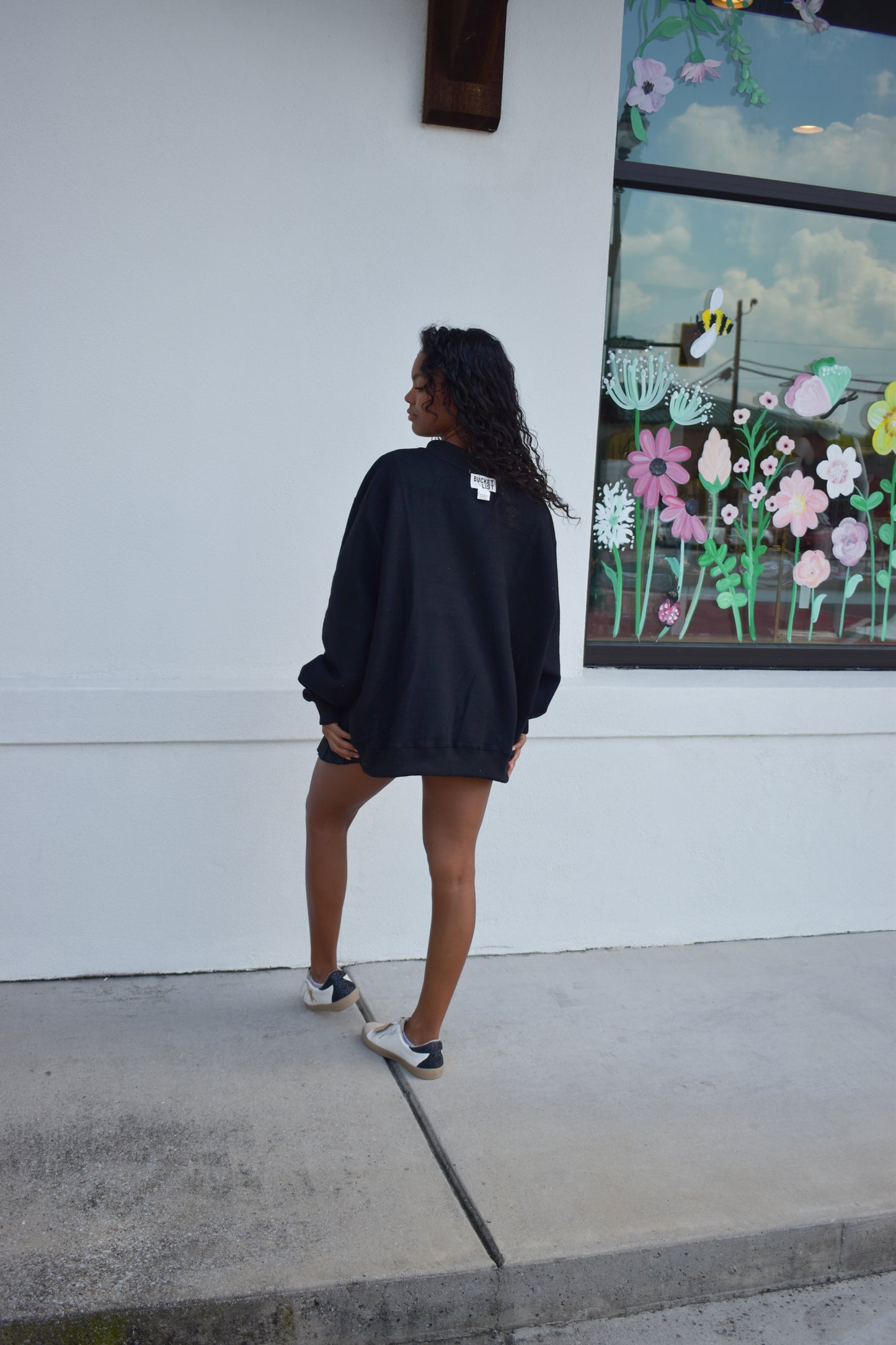 'GEORGIA&GA' Reversible Mockneck Sweatshirt: Black