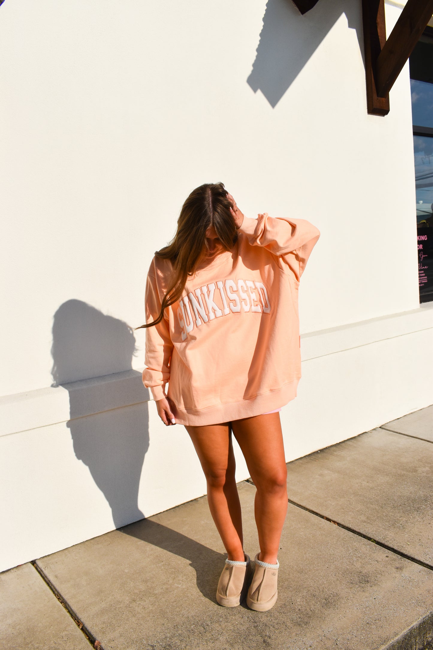 Varsity Sunkissed Embroidered Mockneck: Papaya Orange
