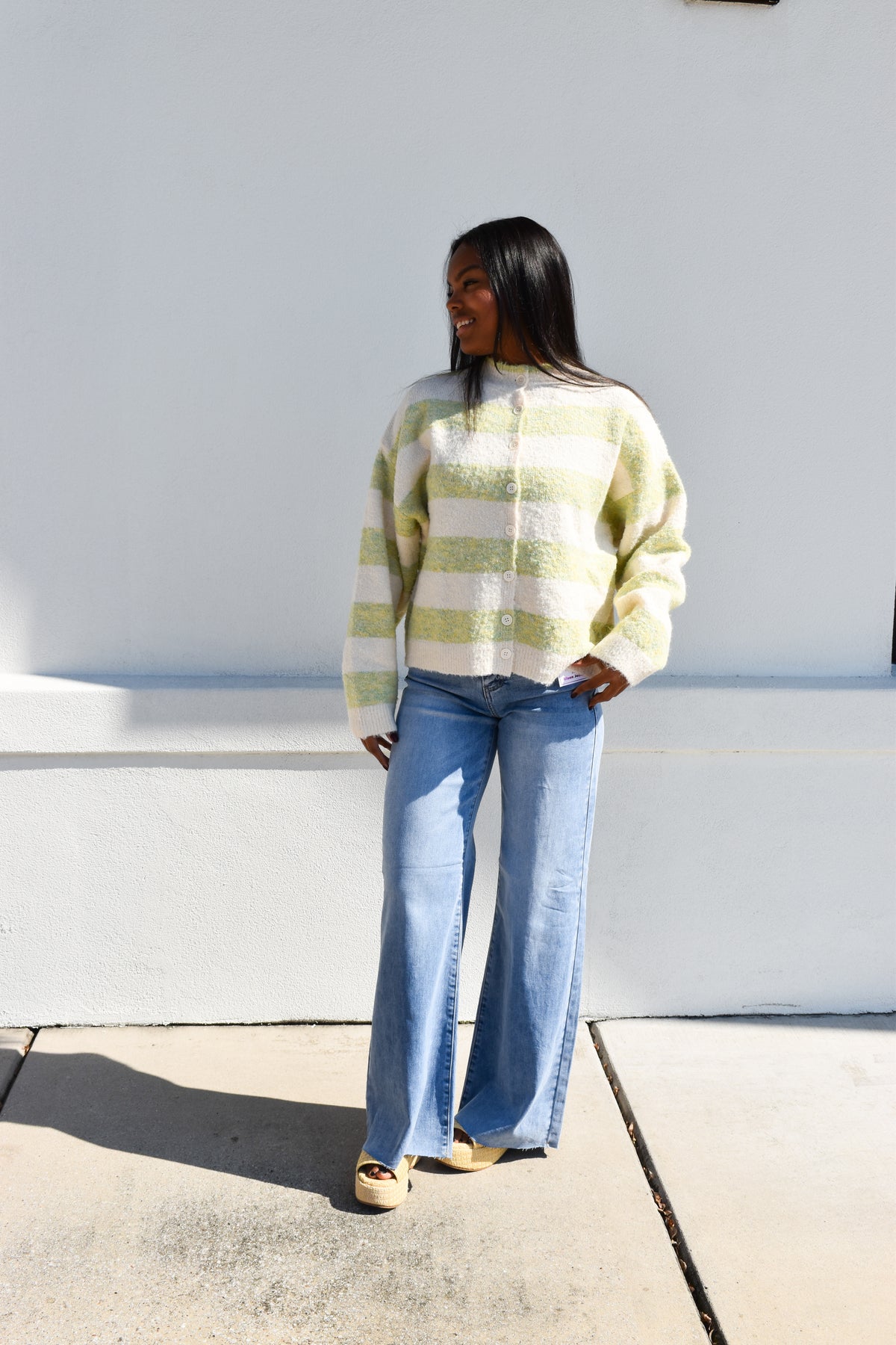 Sage & Sweet Striped Cardigan