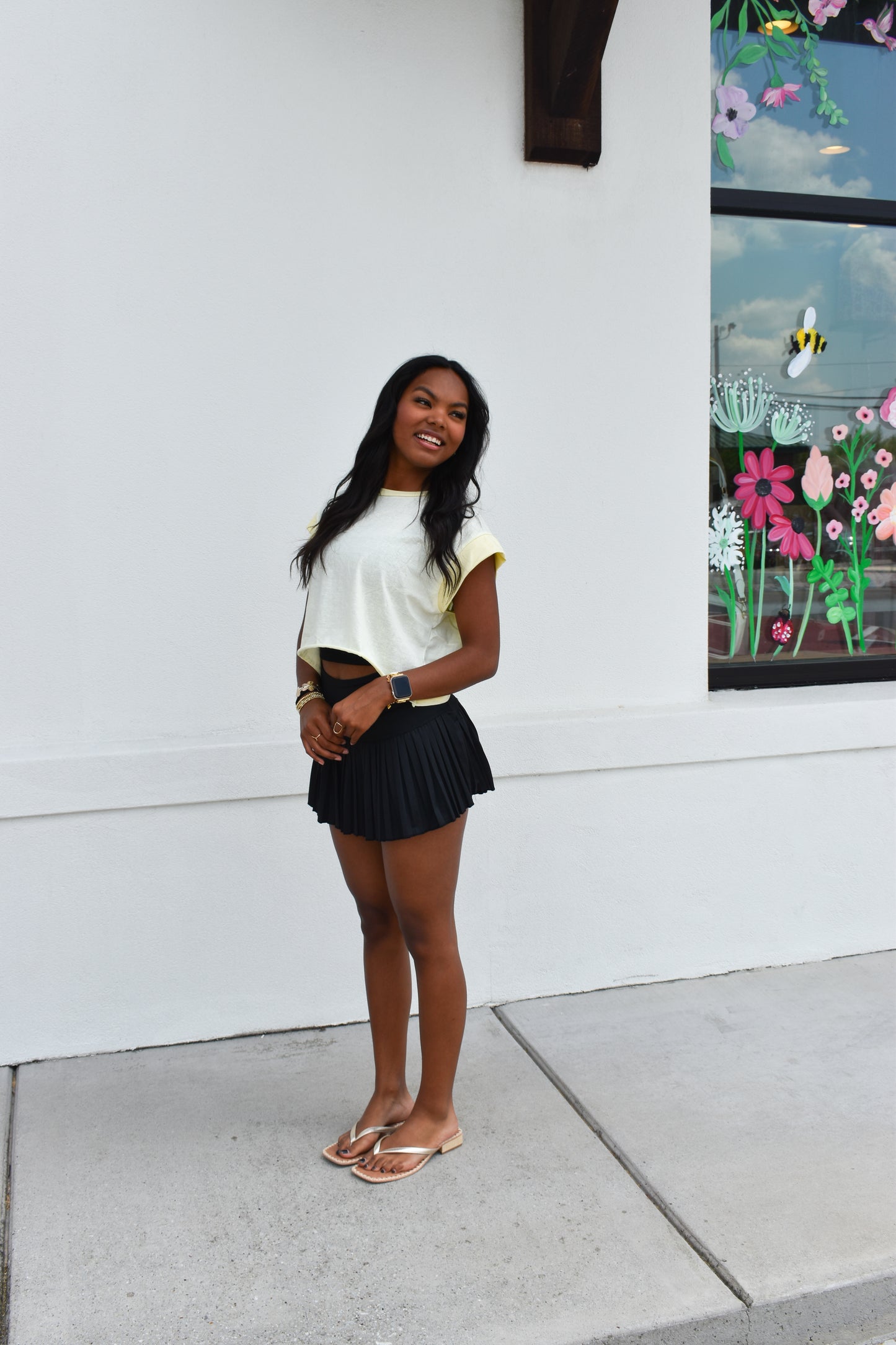 Cutout Back Layering Tee: Yellow