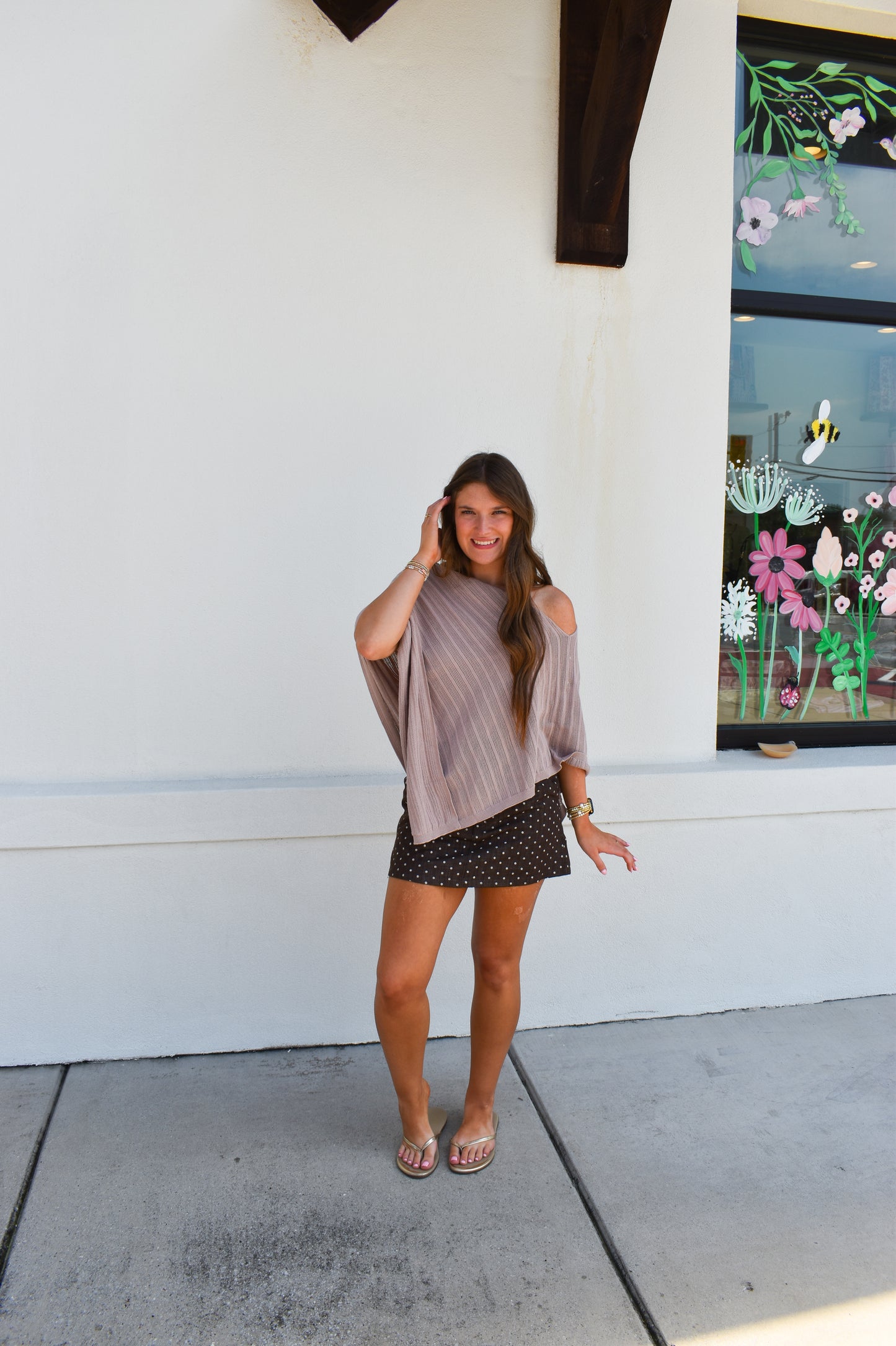 Lilia Asymmetrical Knit Poncho Top