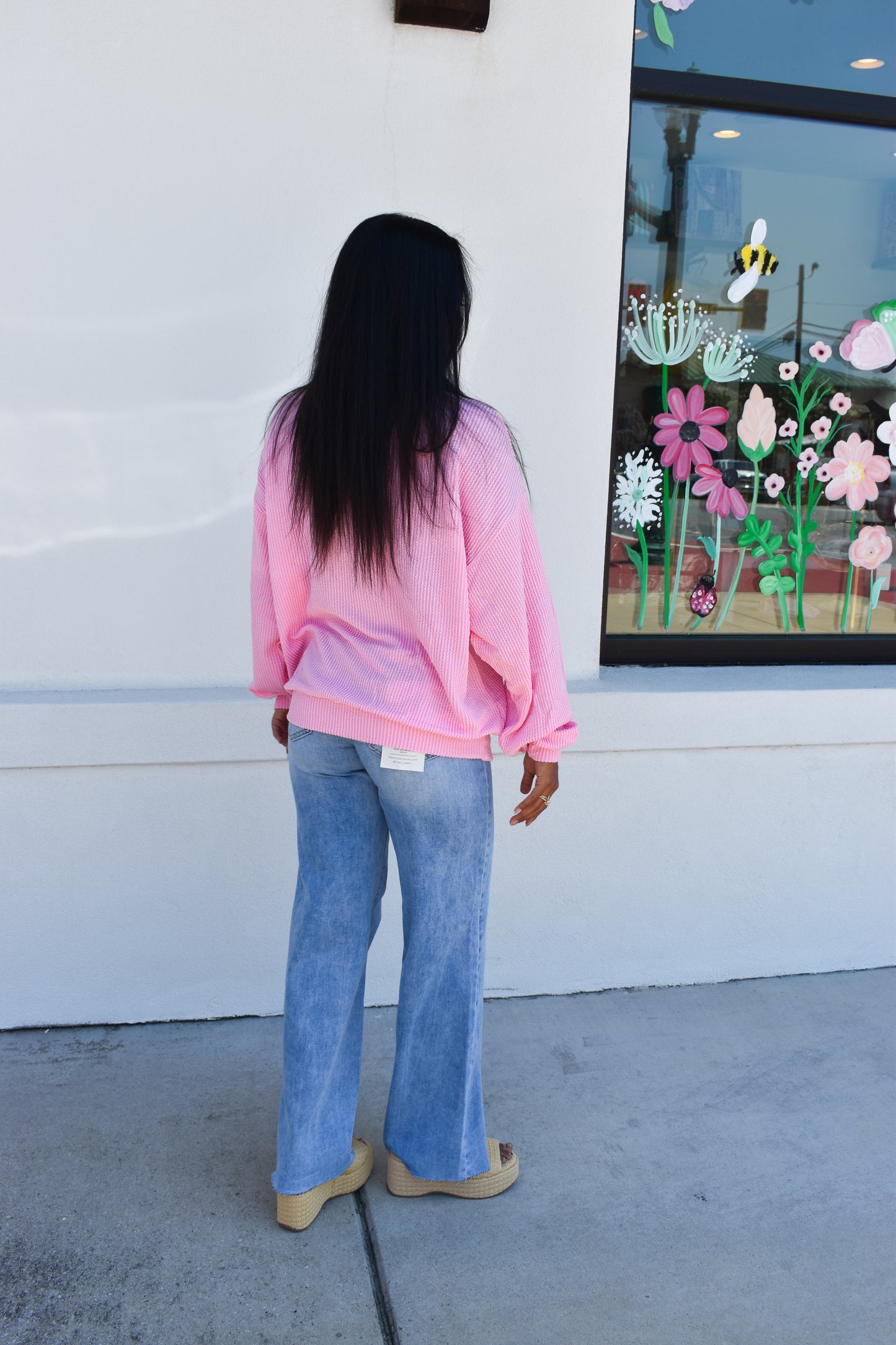 Pink Ribbed Georgia Sweatshirt