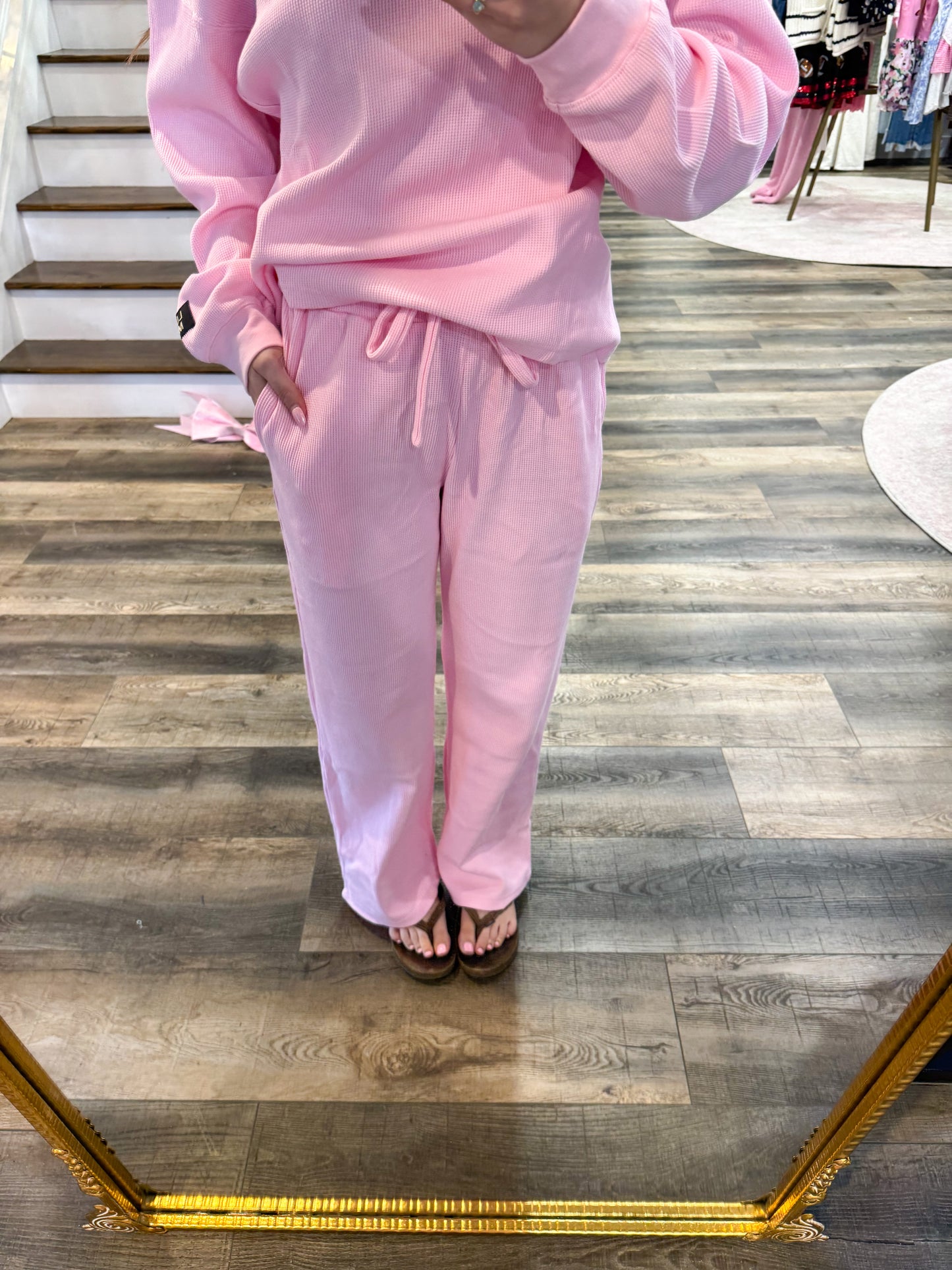 Lulu Mac Waffle Pants: Light Pink