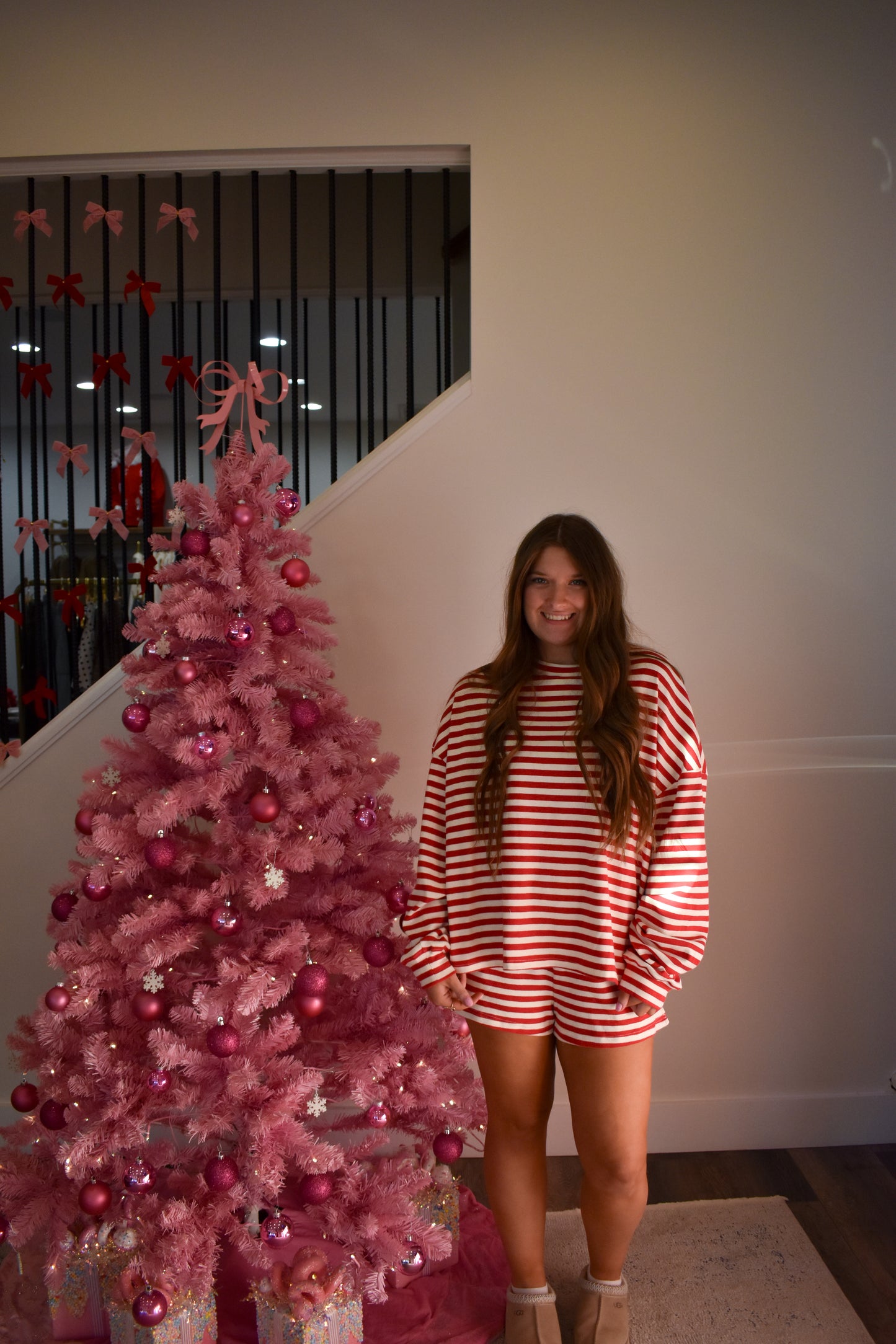 Lounge Stripe Top: Red