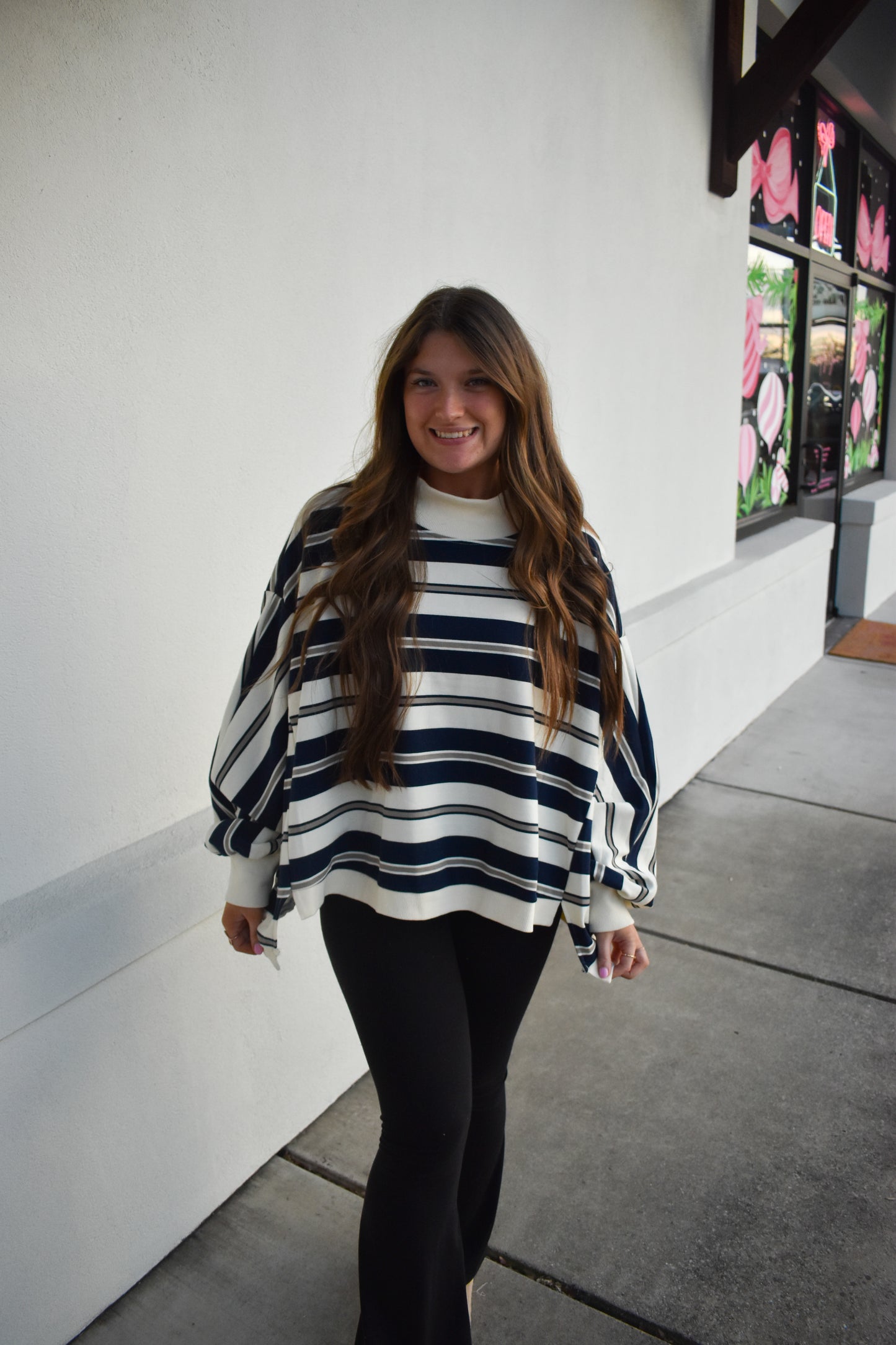 Striped Oversized Mockneck