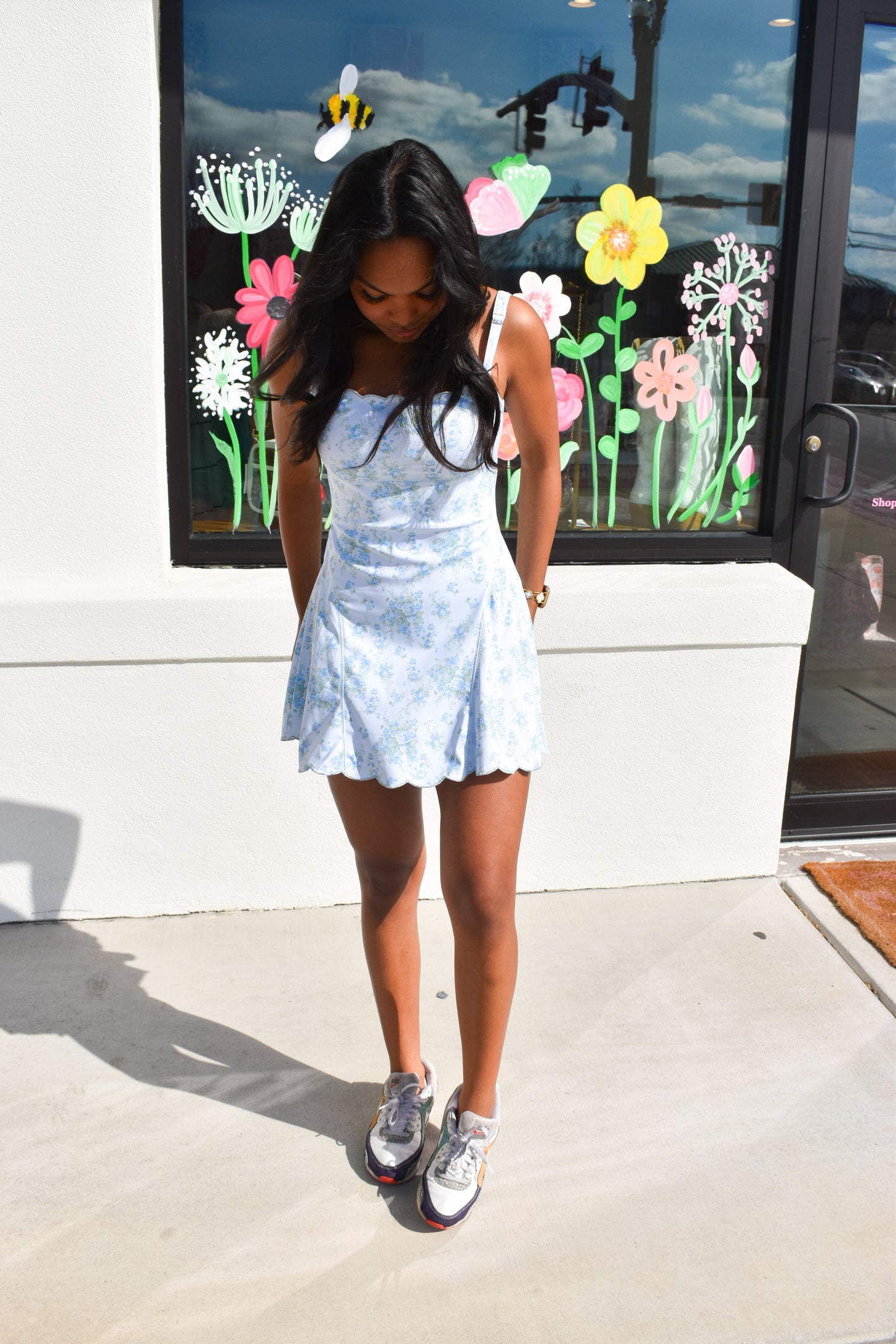 Poppy Scallop Detailed Active Dress: Blue