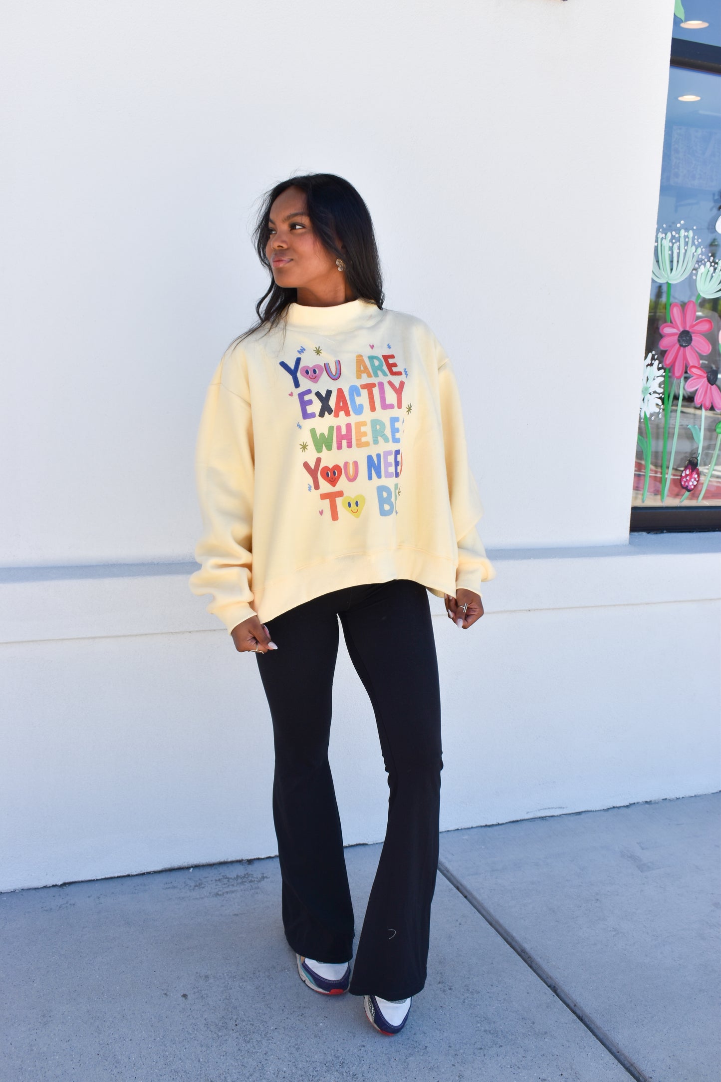 "Life is Good' Reversible Crop Mockneck