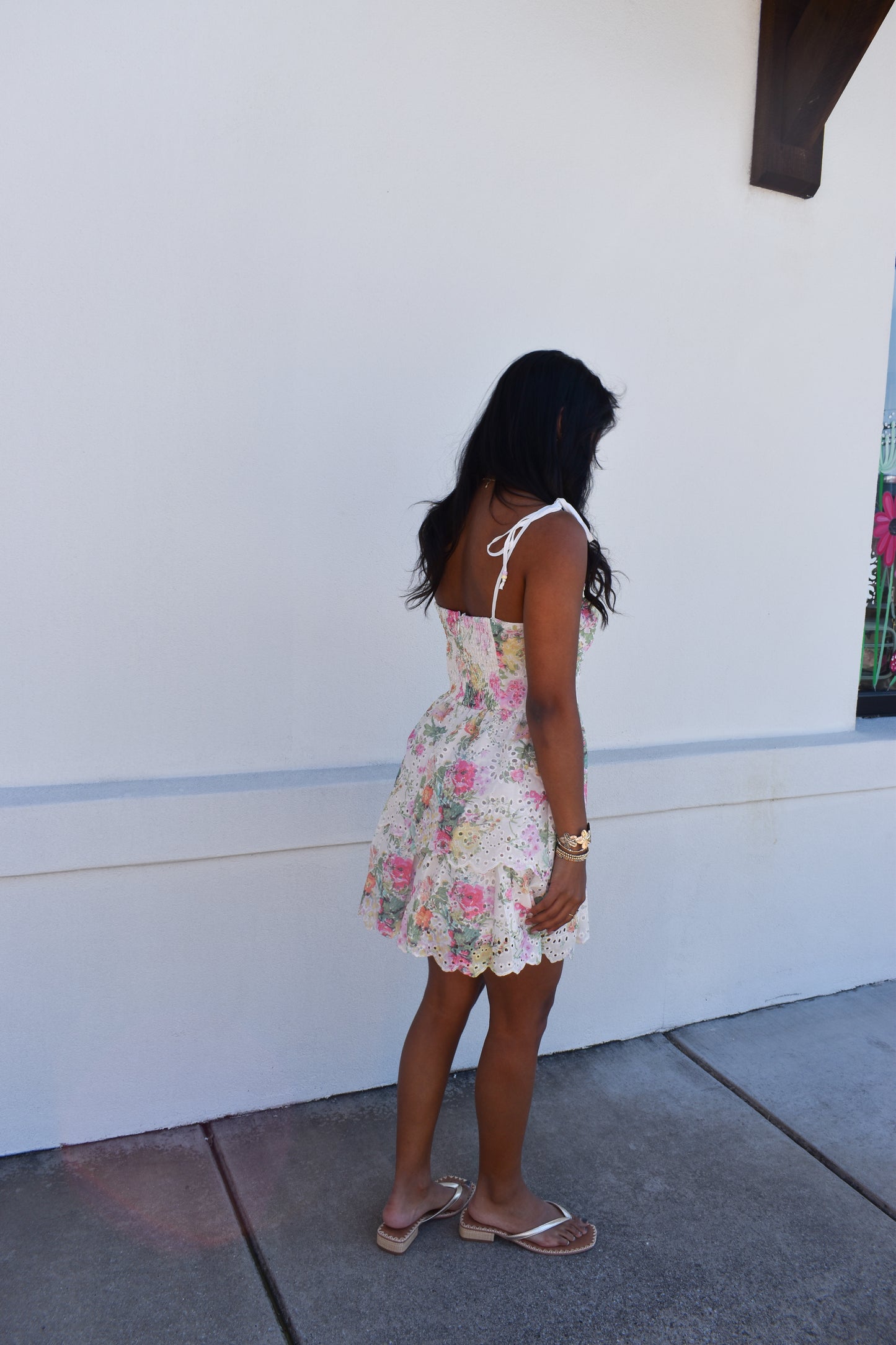 Elin Eyelet Tiered Mini Dress