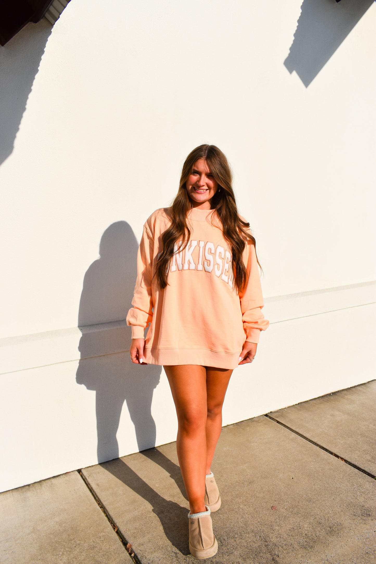 Varsity Sunkissed Embroidered Mockneck: Papaya Orange