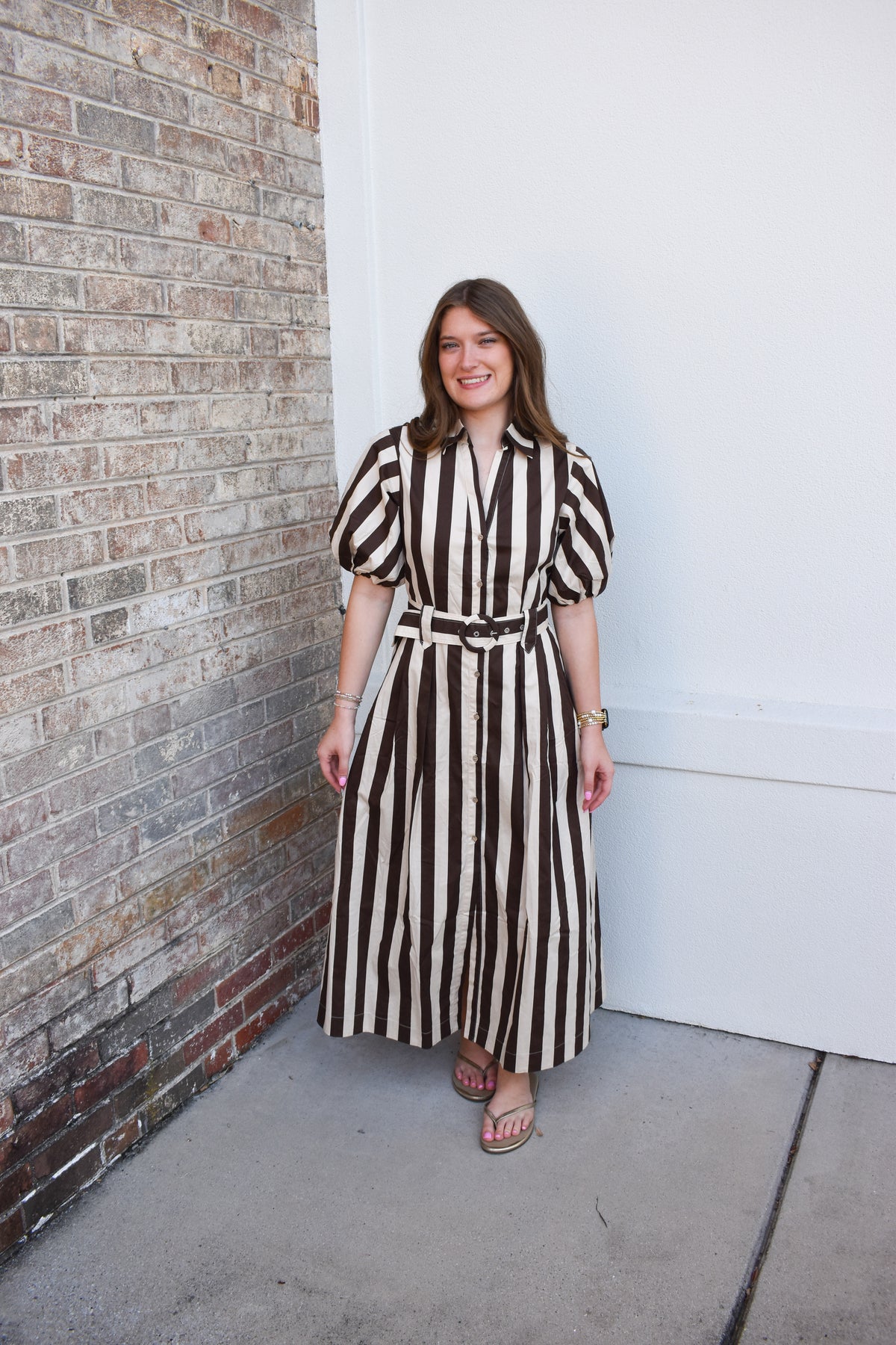 Cora Belted Stripe Maxi Dress