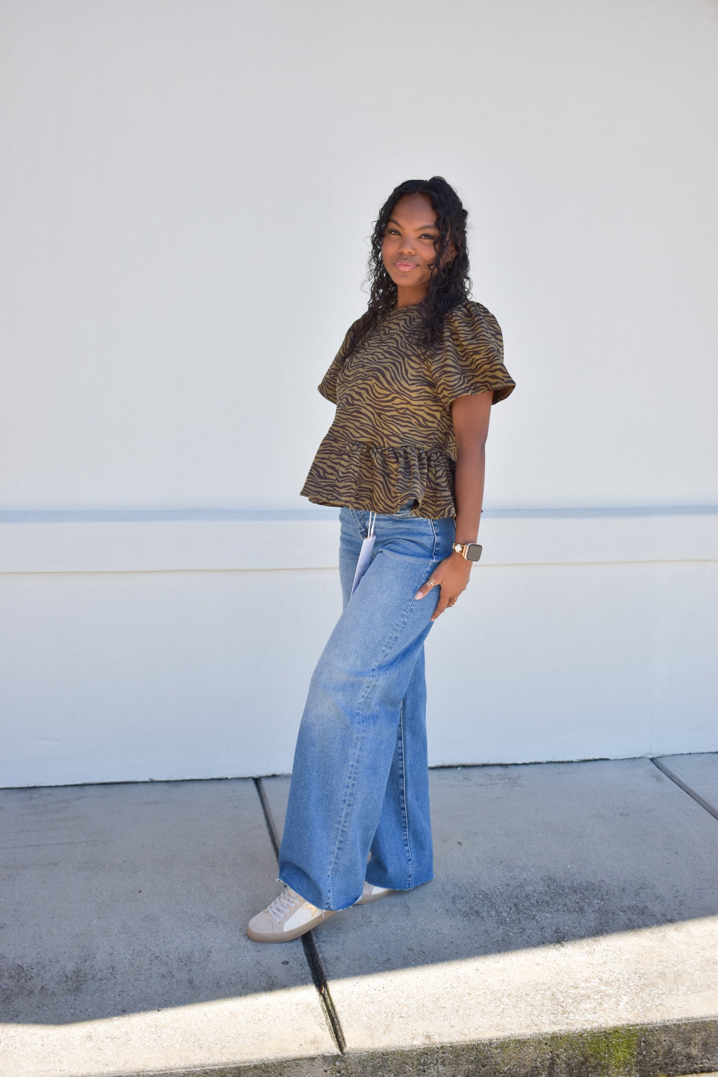 Zebra Social Peplum Top