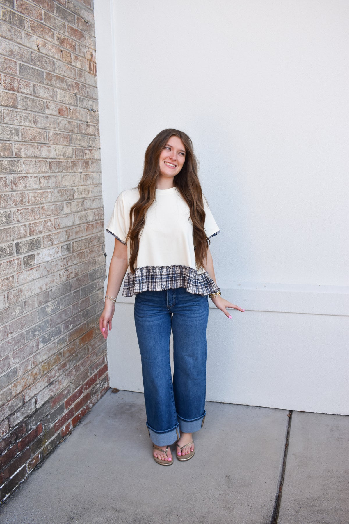 Hadley Plaid Trim Top