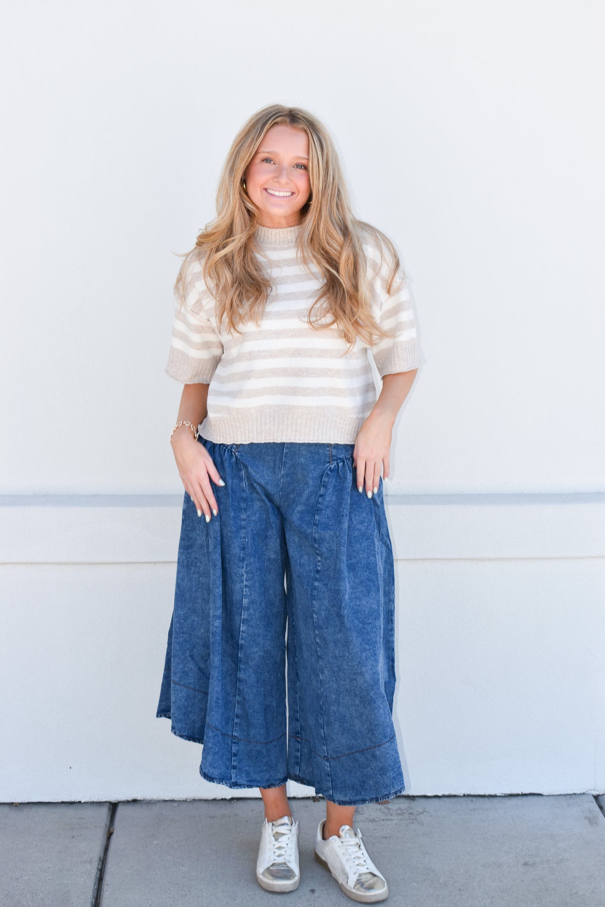 Oatmeal Stripe Sweater Top