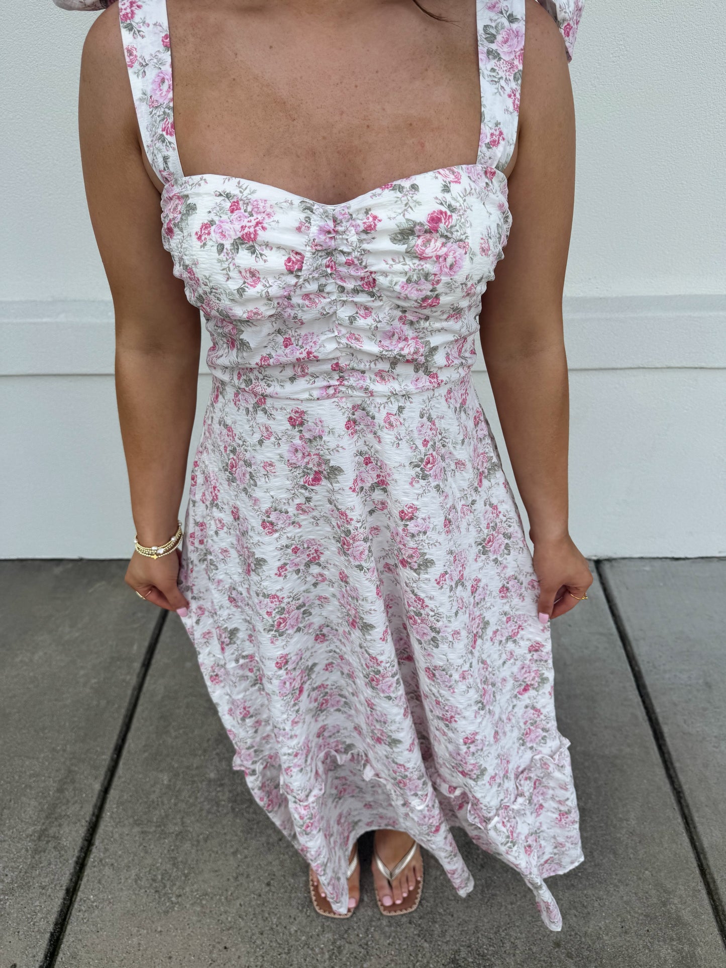 Tiffany Floral Ruched Detail Maxi Dress