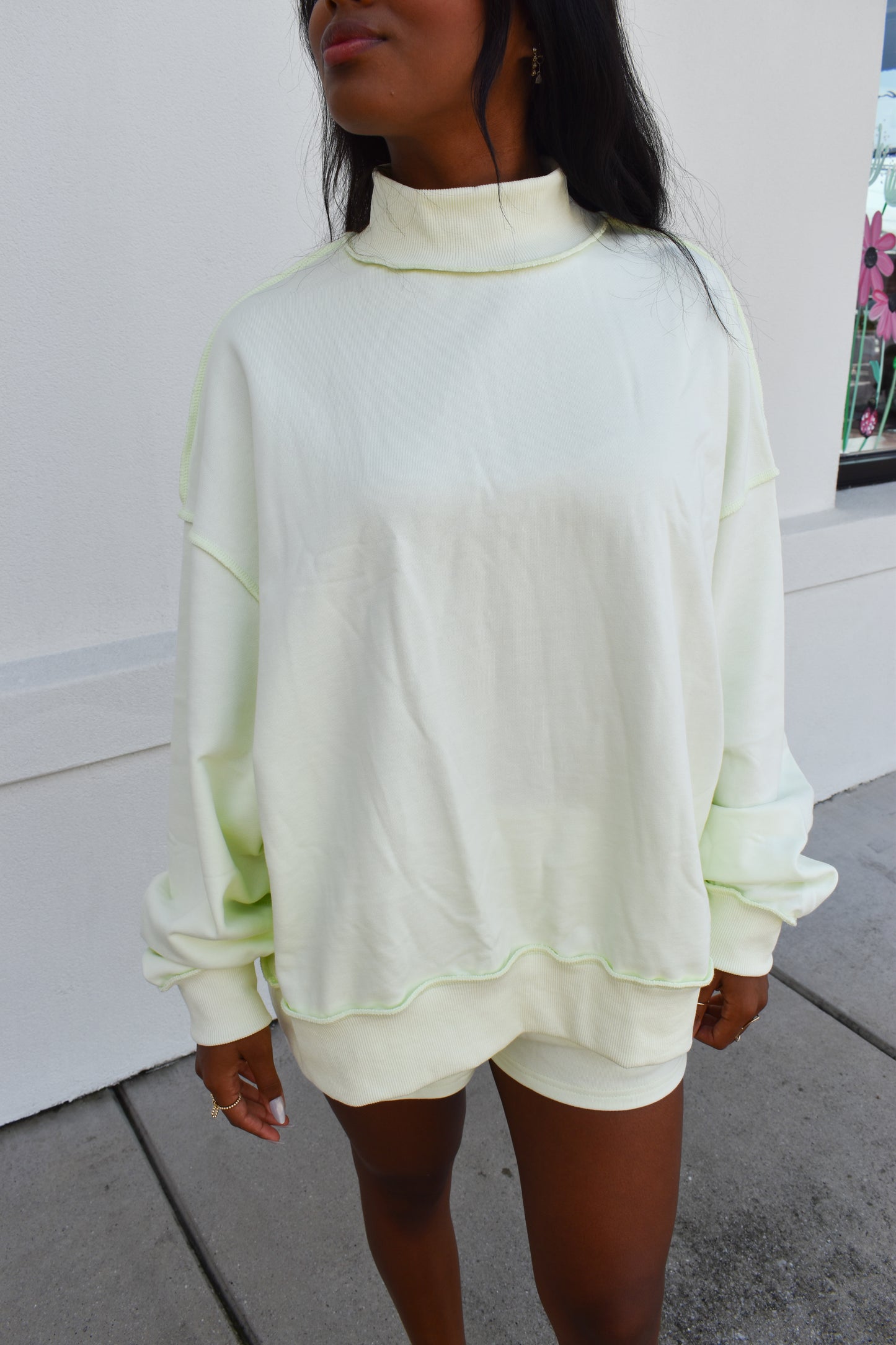 Soft Knit Drop Shoulder Mock Neck