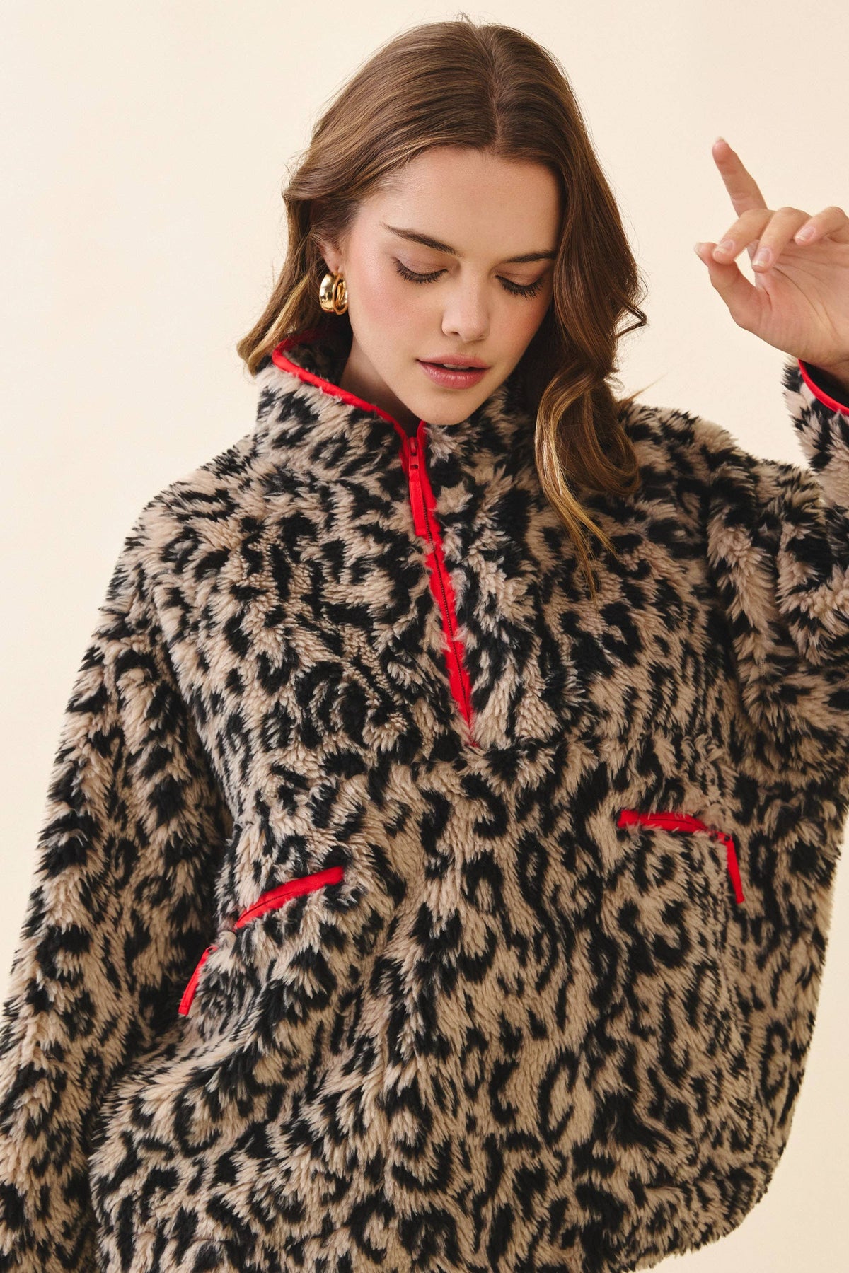 *12/30 PREORDER* Leopard Half Zip Front Pullover Jacket