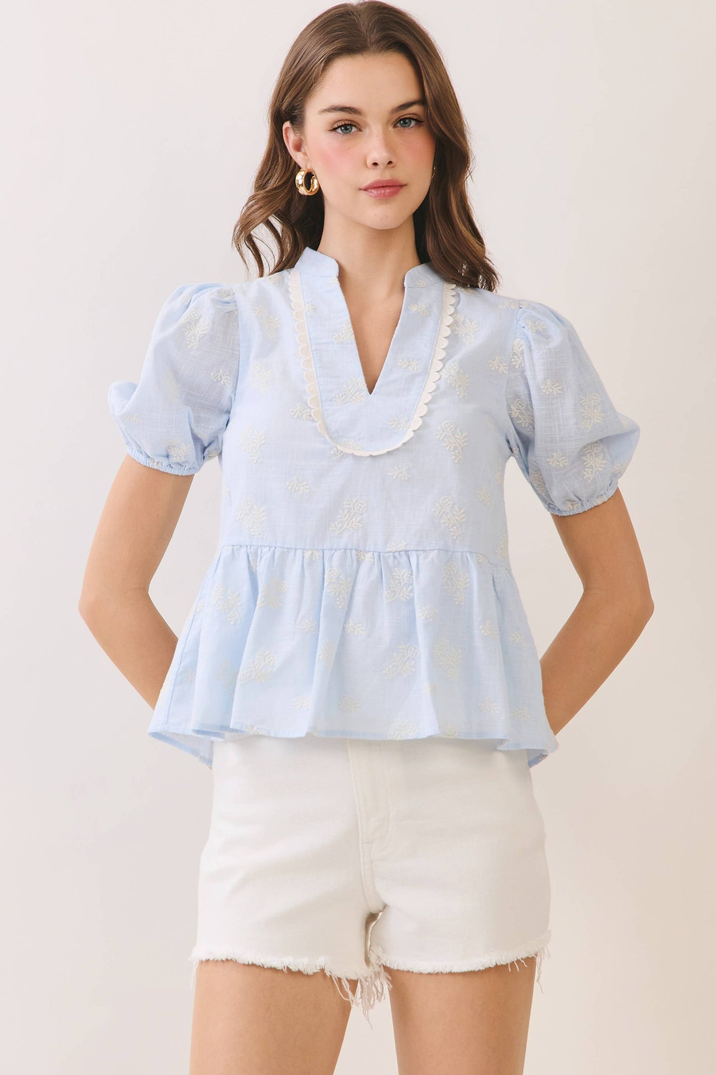 Eloise Peplum Puff Sleeve Top