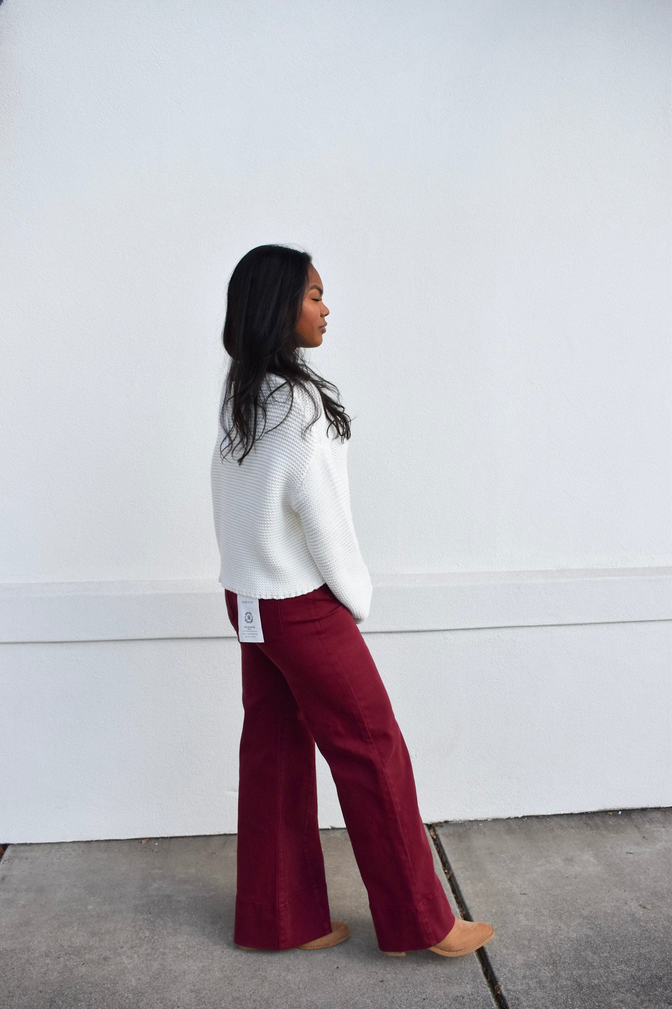 Risen Mid Rise Wide Leg: Wine