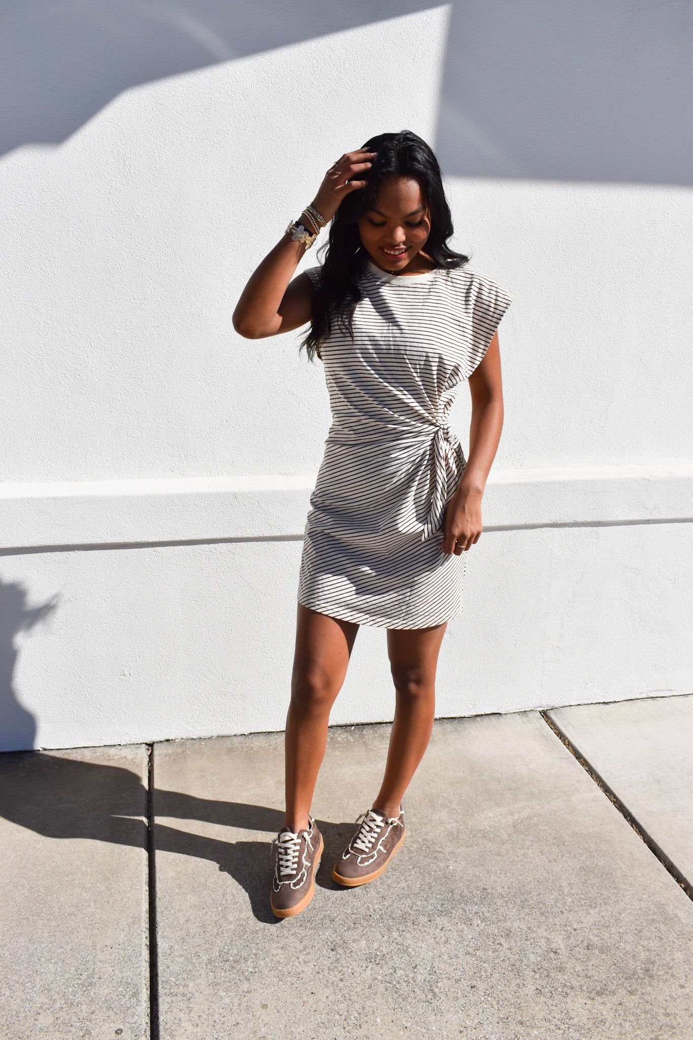 Choco/Cream Sleeveless Mini Dress