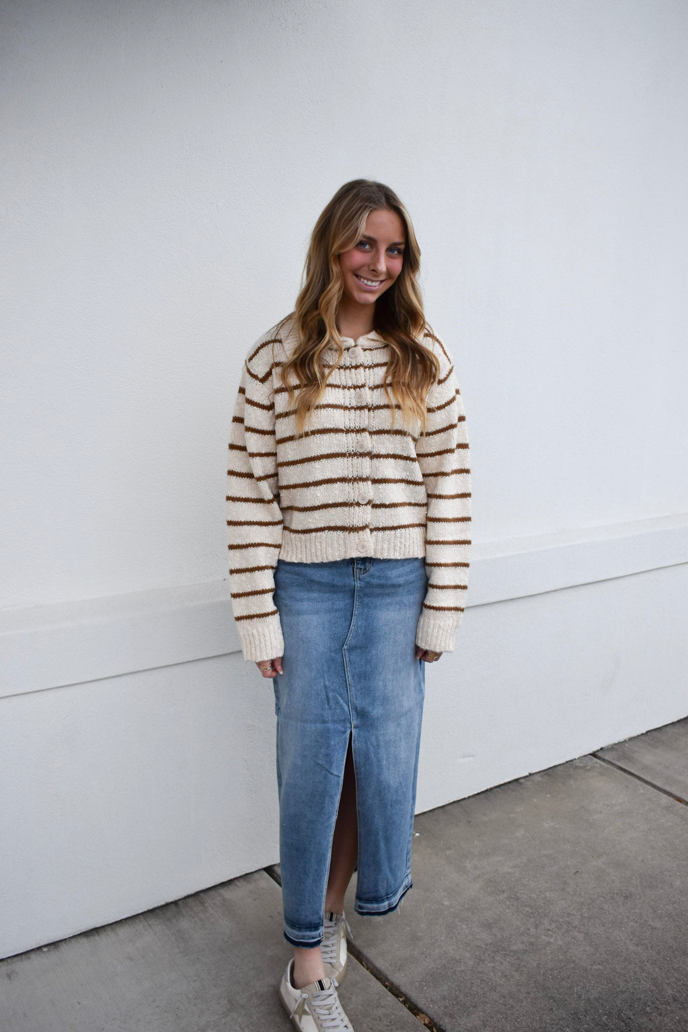 Risen High-Risen Front Opening Maxi Skirt