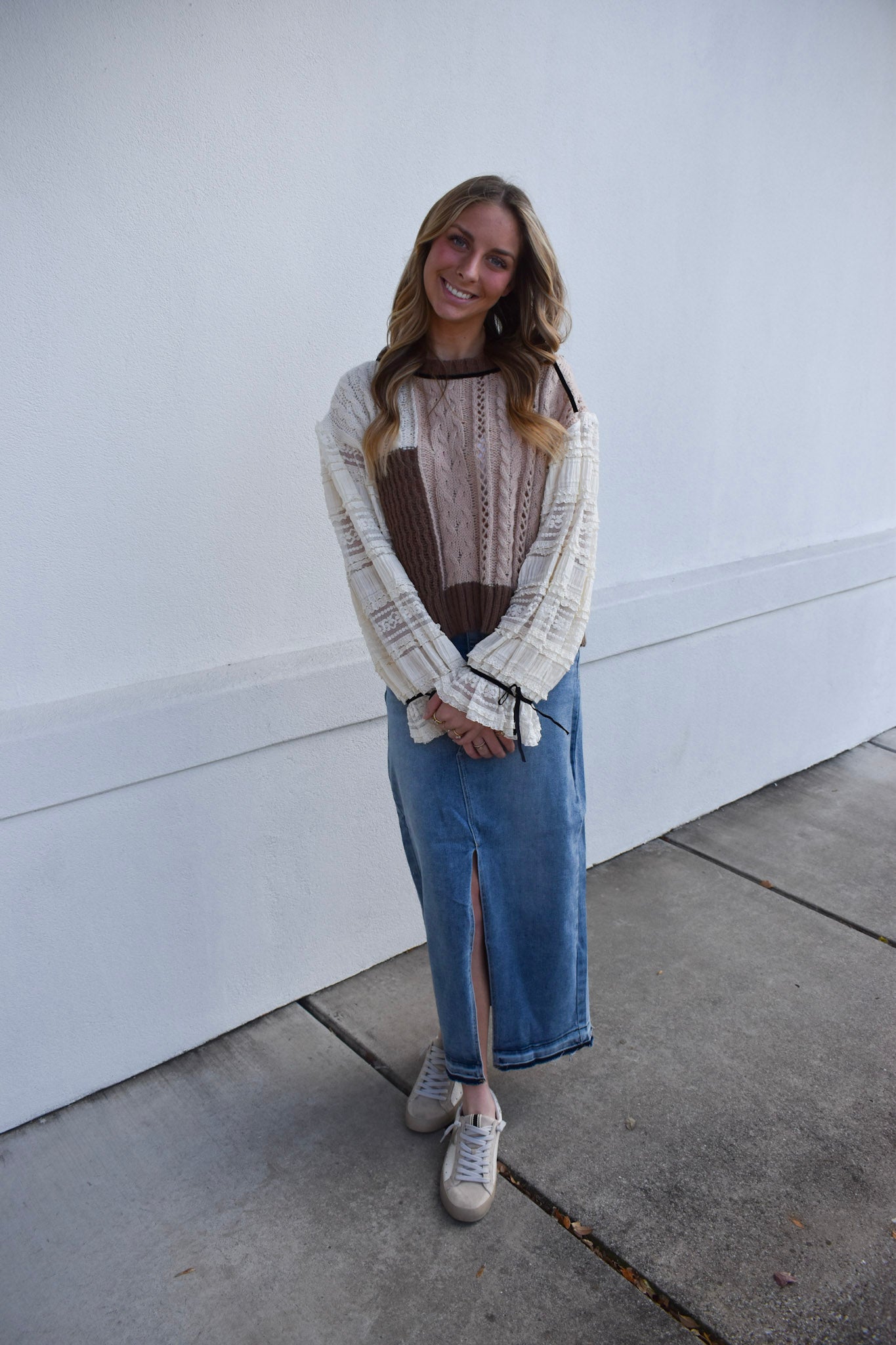 Lace Cable Twofer Sweater