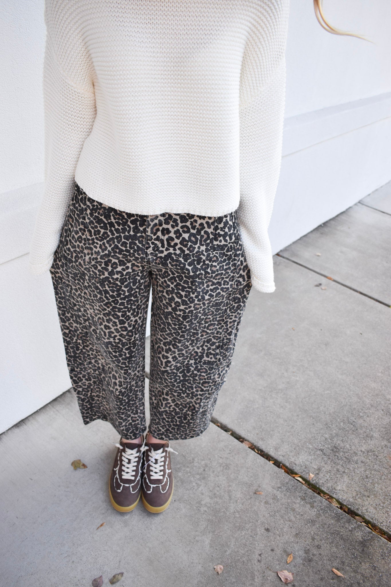 Leopard Print Barrel Pants