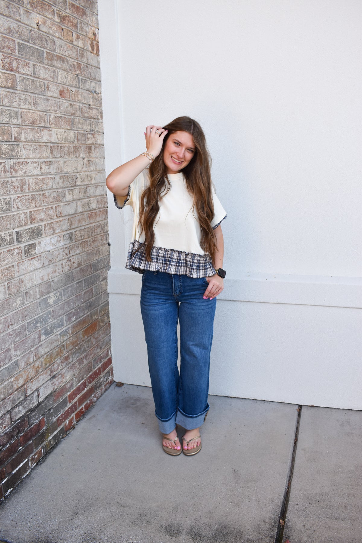 Hadley Plaid Trim Top