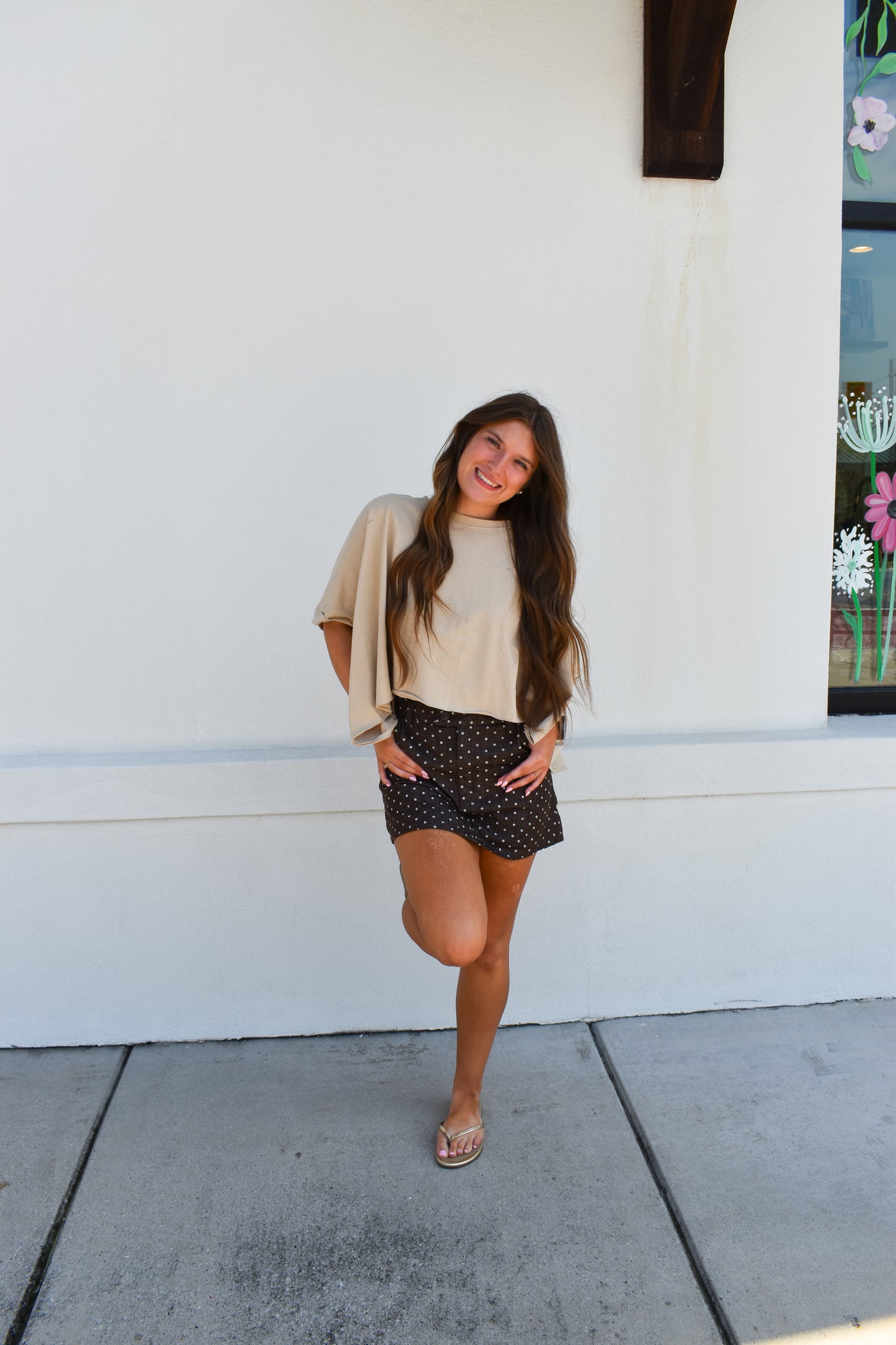 Oversized Beige Wash Top