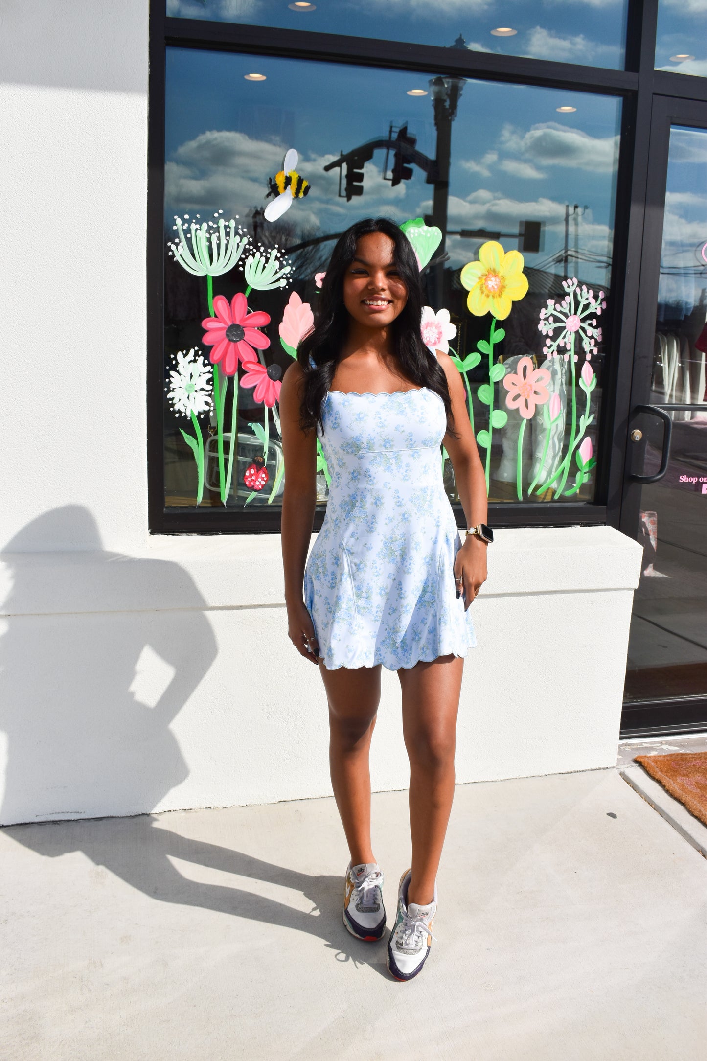 Poppy Scallop Detailed Active Dress: Blue