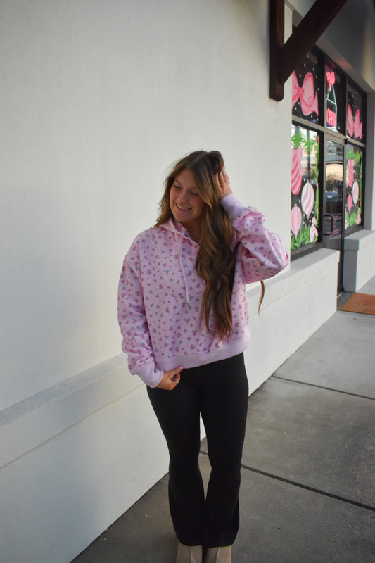 Floral Print Detail Hoodie