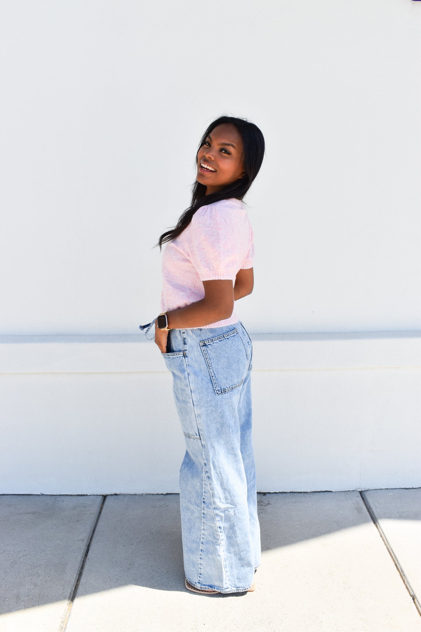 Oversized Wide-Leg Jeans W/ Elastic