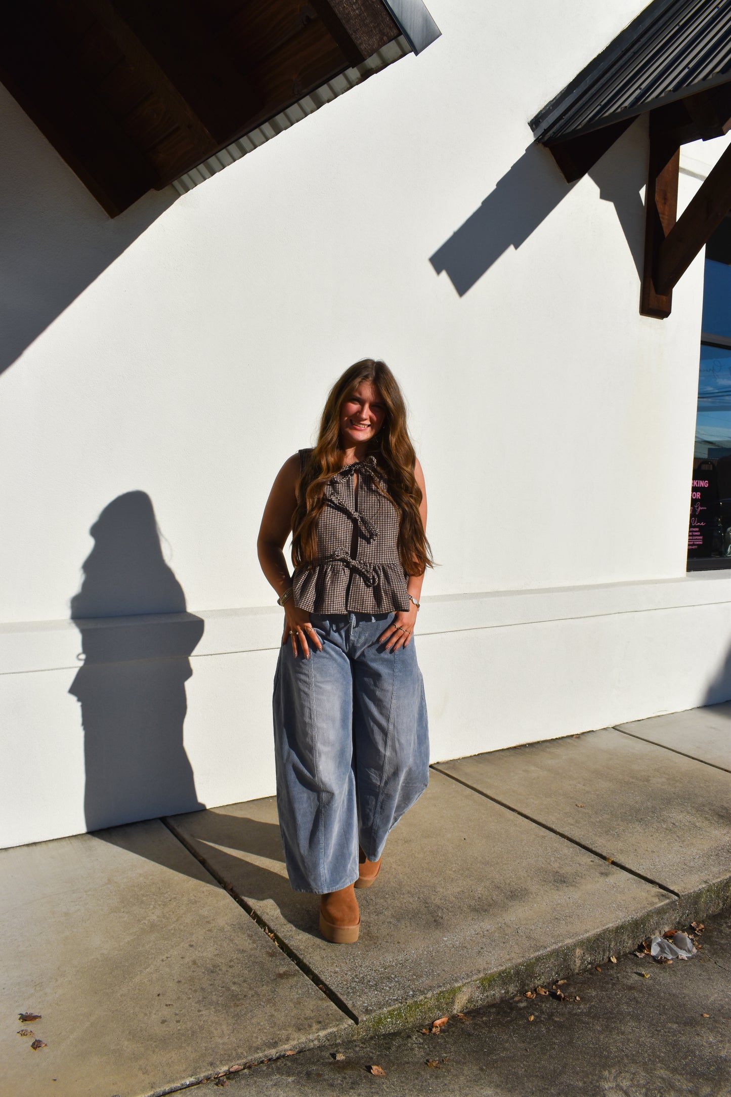 Maple Checkered Top W/ Tie Bows