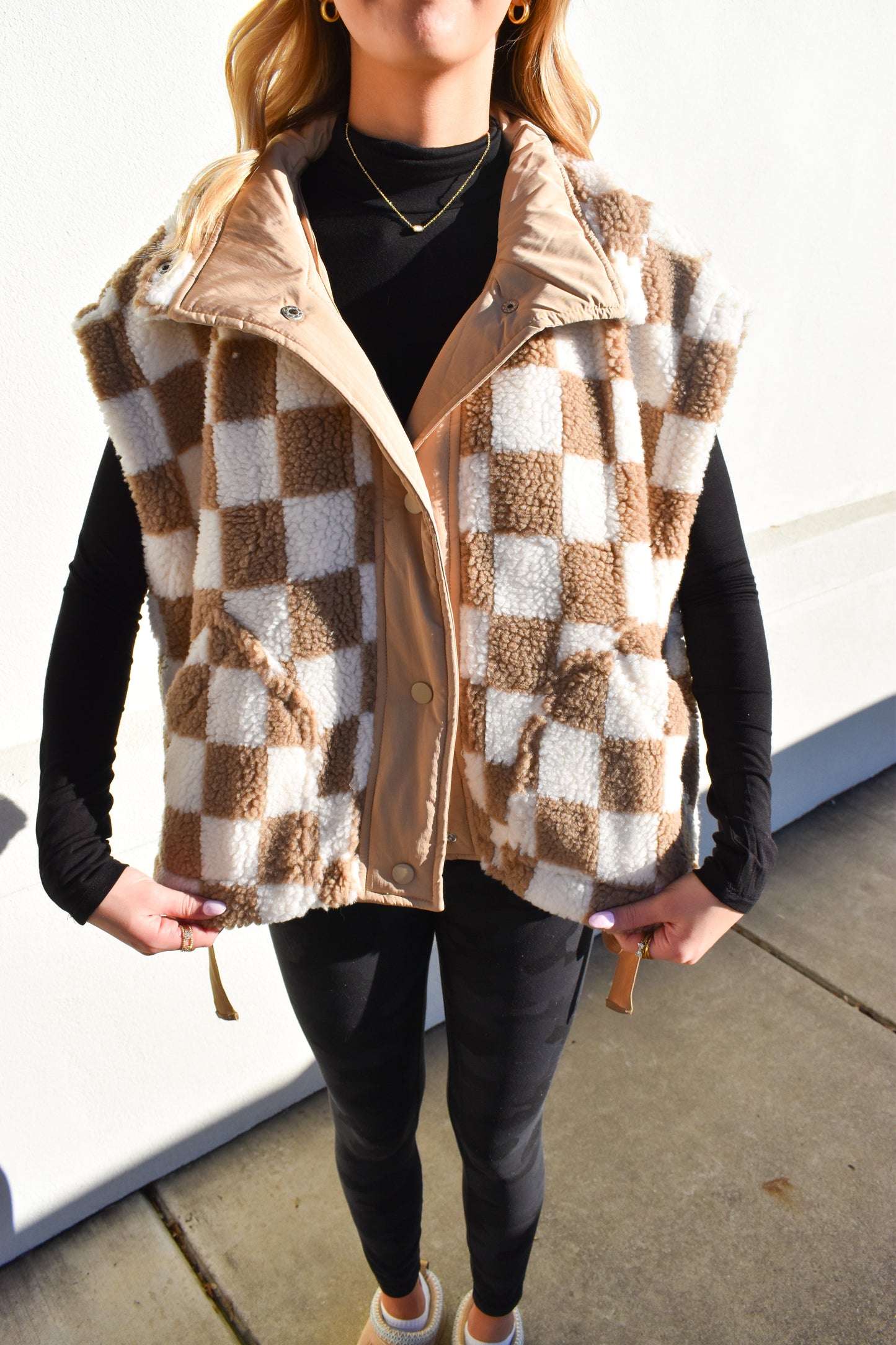 Checkered Fleece Vest